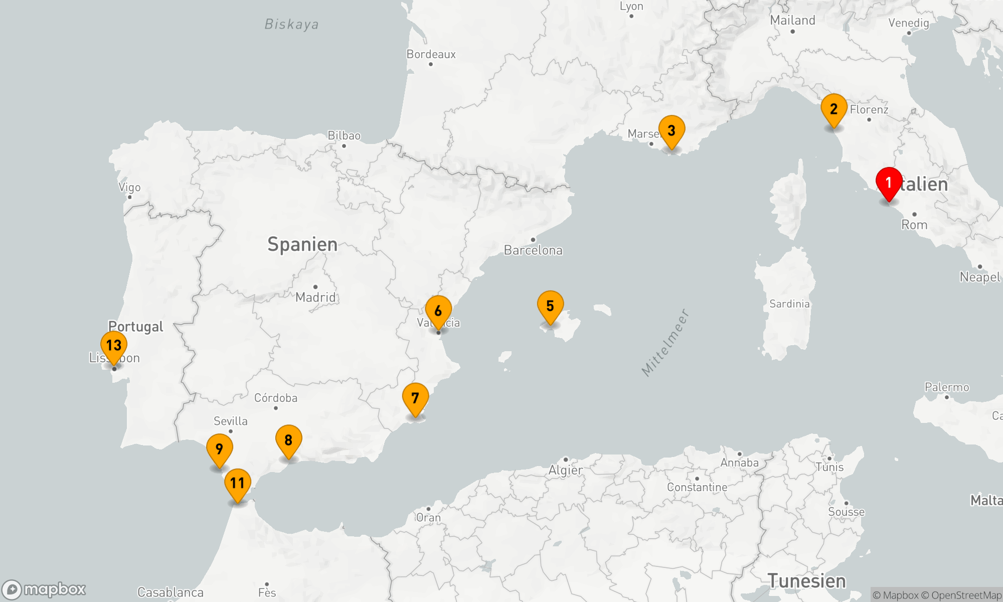 Route 12 Nächte - Mediterrane Entdeckungsreise von Rom nach Lissabon