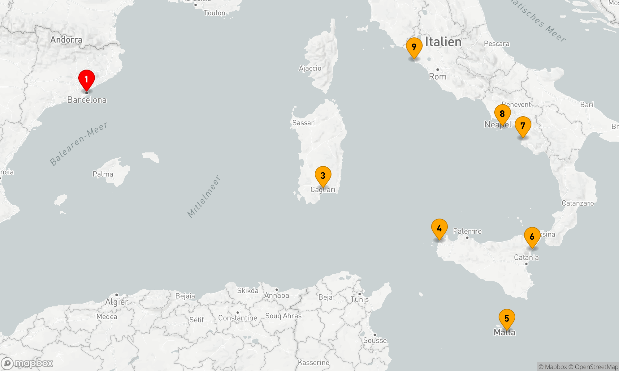 Route 8 Nächte - Mediterrane Schätze: Von Katalonien bis zur Ewigen Stadt