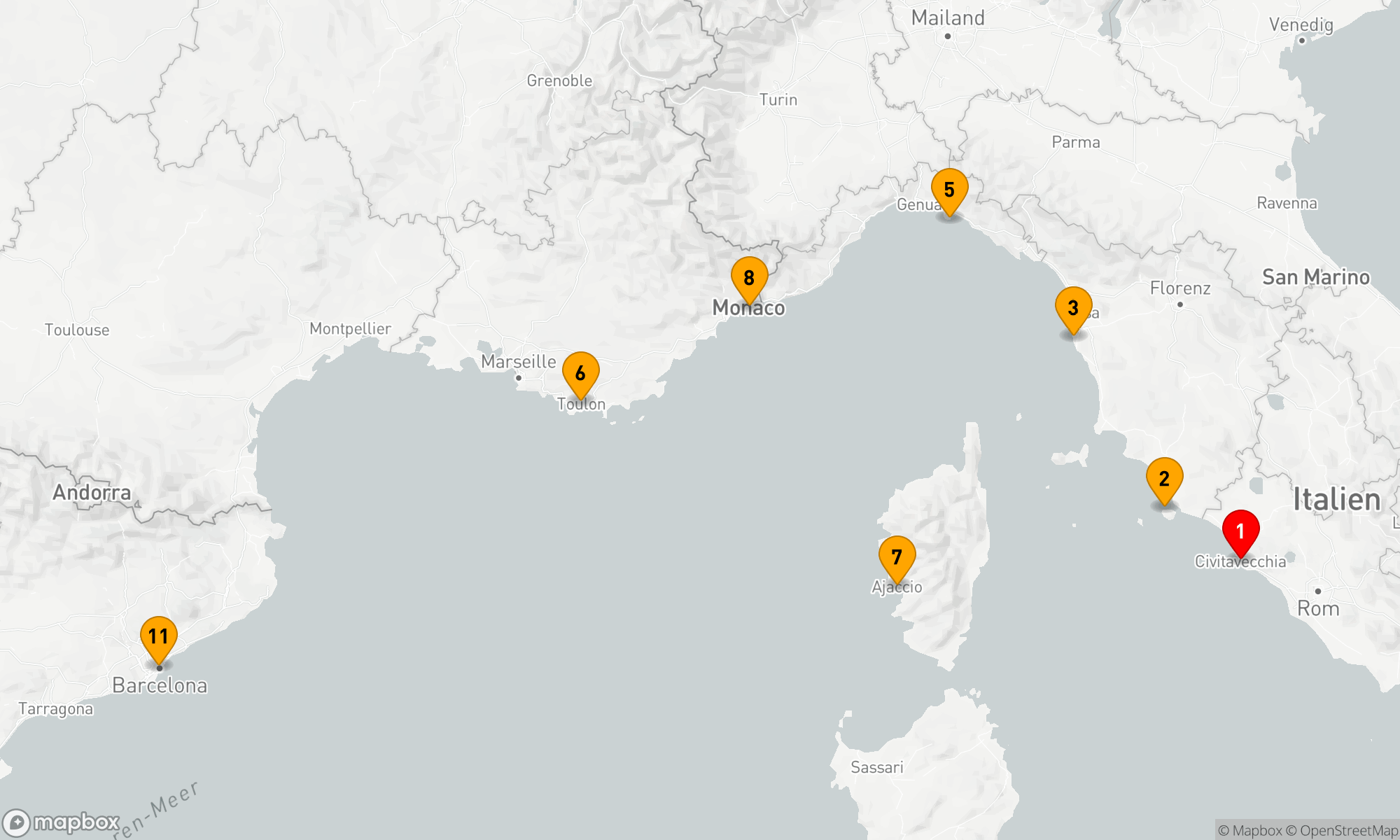 Route 10 Nächte - Mediterrane Eleganz: Von Rom nach Barcelona