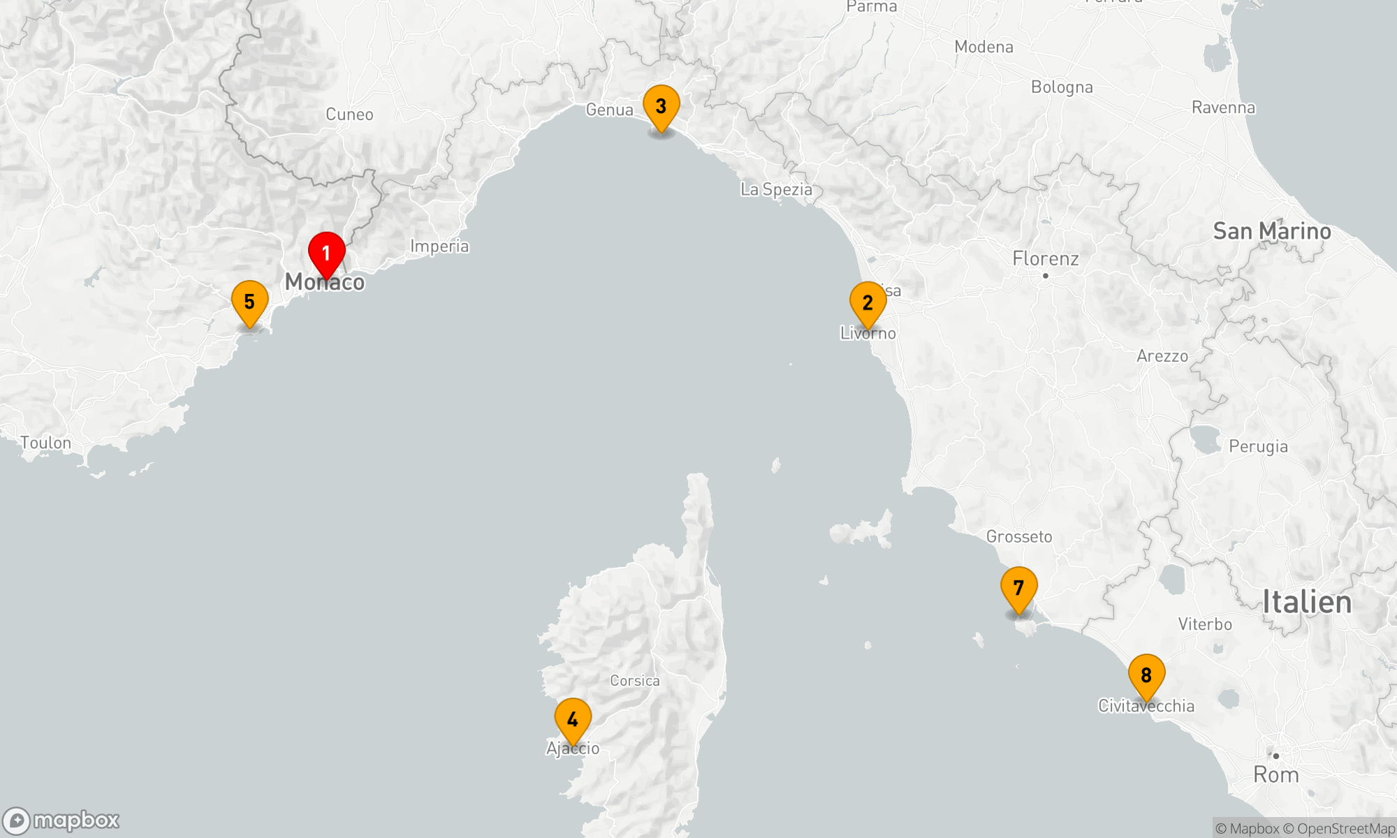 Route 7 Nächte - Mittelmeerträume: Von Monte Carlo nach Rom