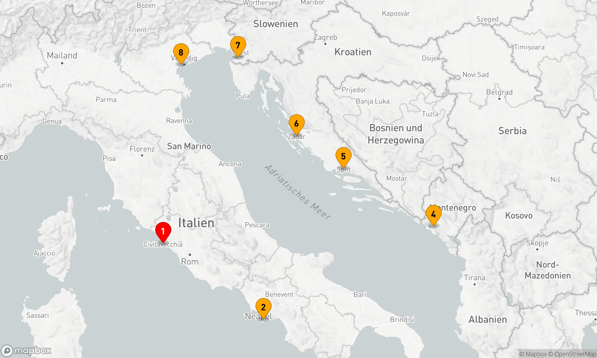 Route 7 Nächte - Von den Küsten Italiens zu den Ufern Venedigs