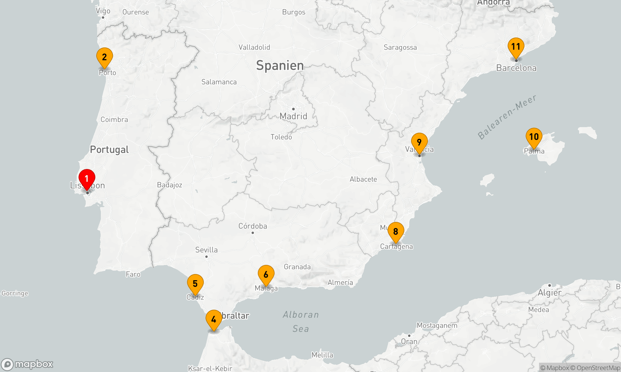 Route 10 Nächte - Mediterrane Entdeckungen: Von der Atlantikküste zur katalanischen Metropole