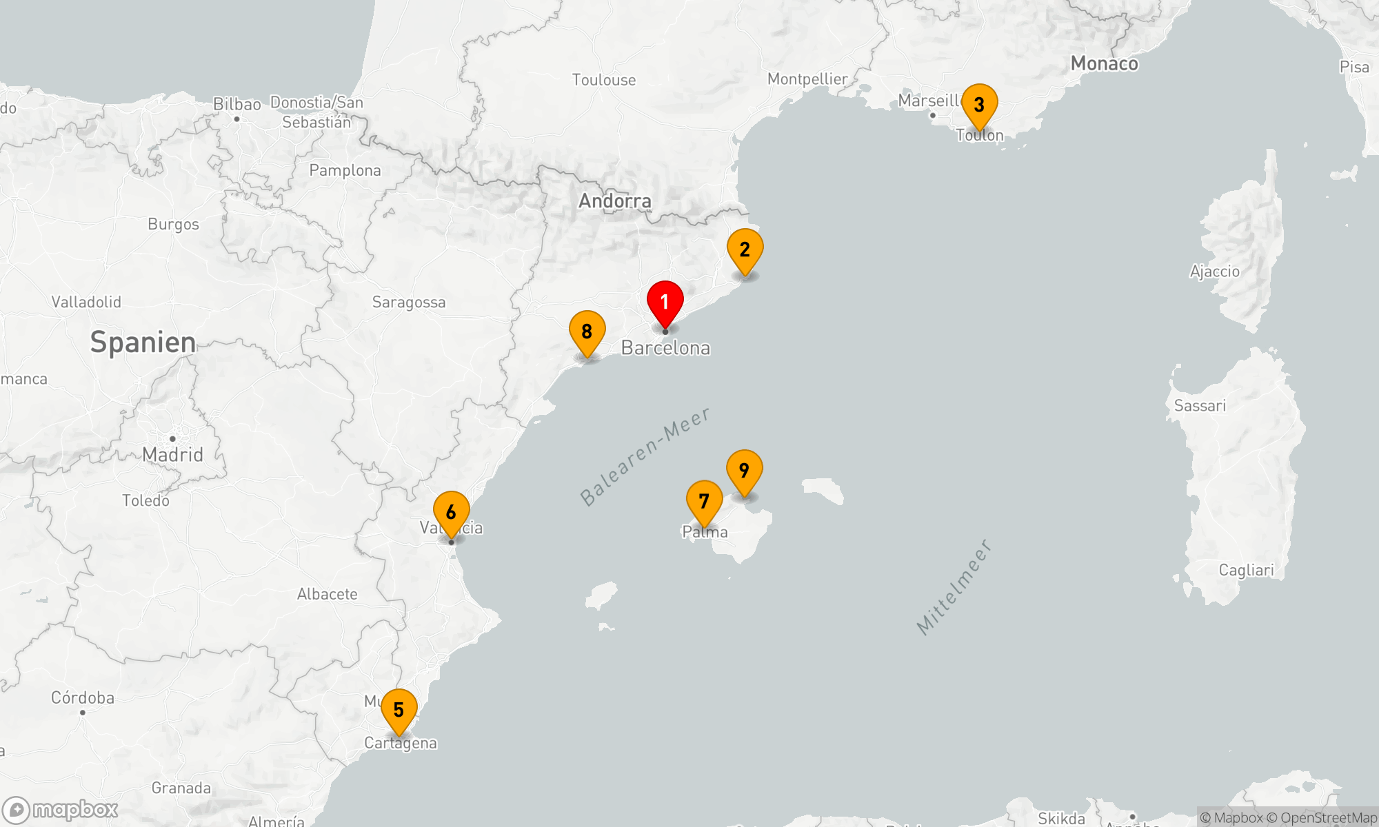 Route 9 Nächte - Mittelmeerzauber: Von Kataloniens Küsten zu Balearenperlen