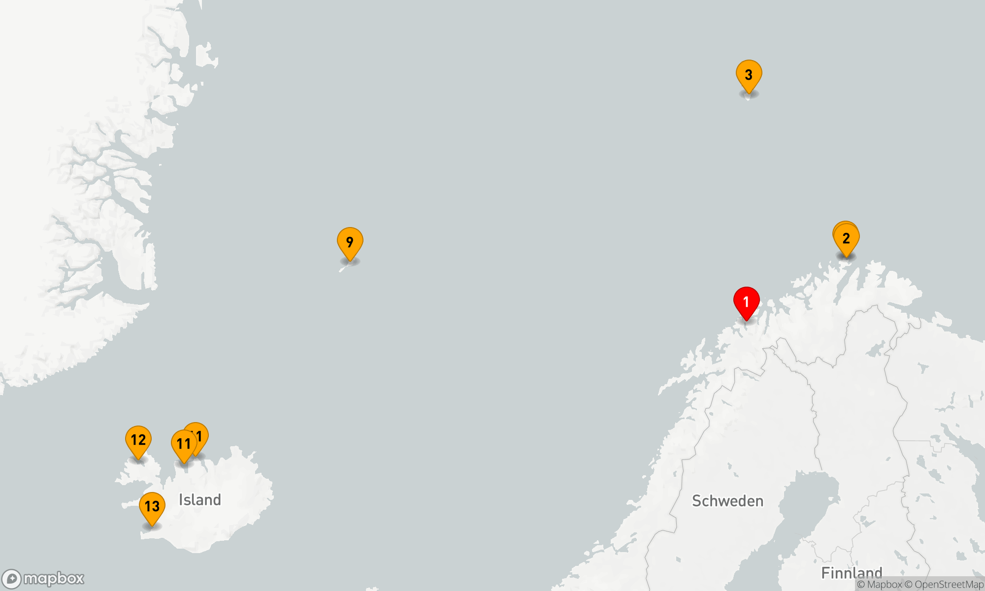 Route 12 Nächte - Nordlichter & Inselwelten Expedition