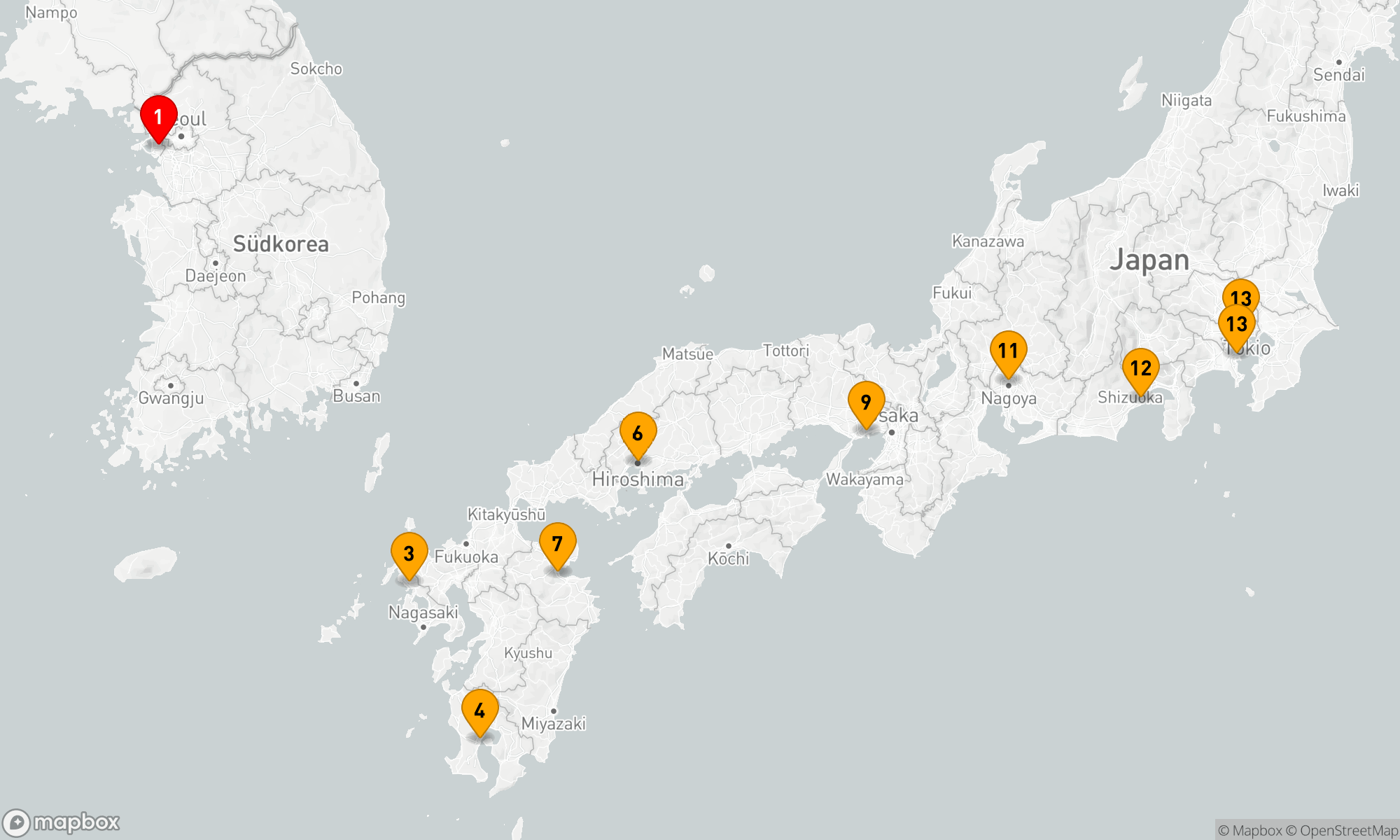 Route 13 Nächte - Von Kulturen und Küsten: Eine Reise durch Japan und Südkorea