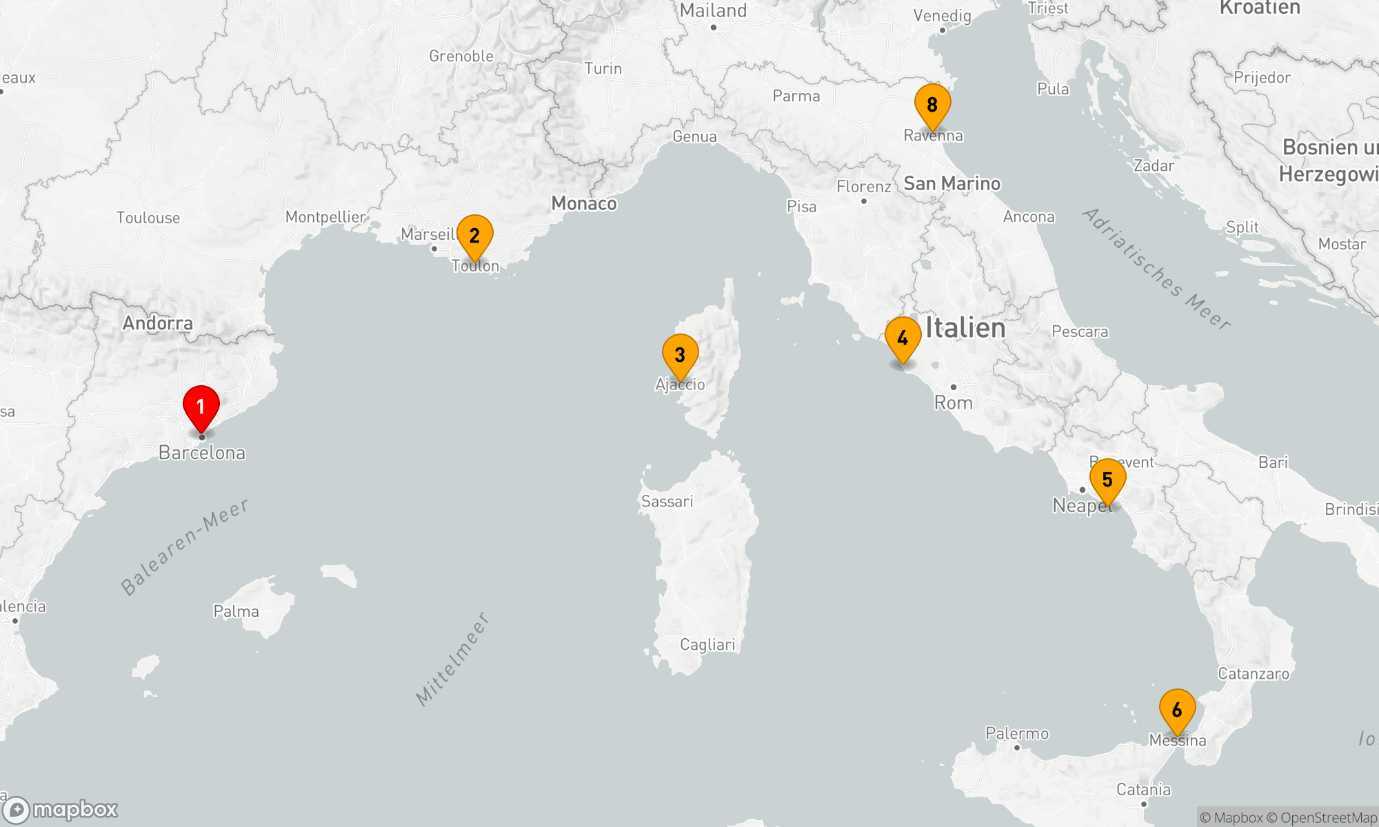 Route 7 Nächte - ITALIEN & FRANKREICH KREUZFAHRT