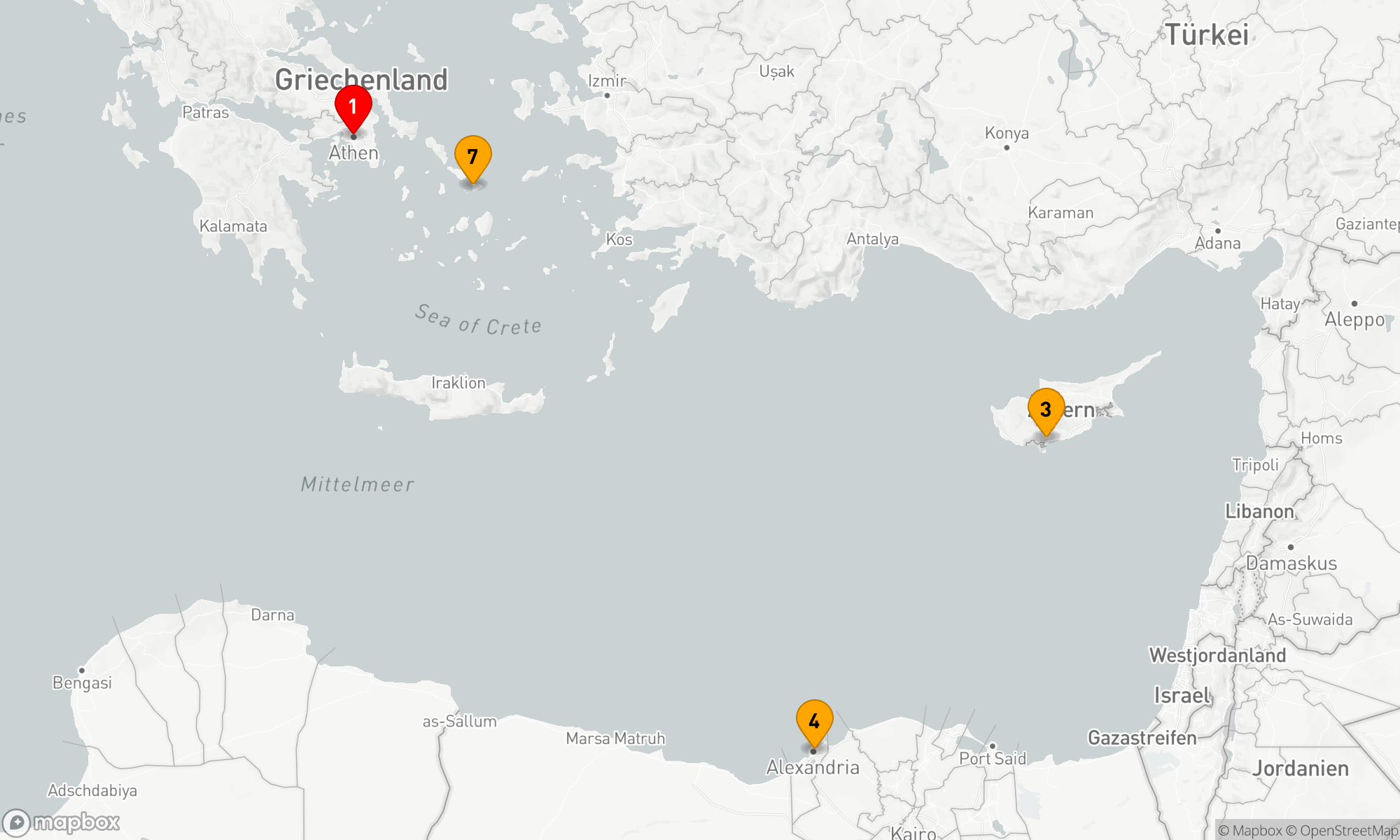 Route 7 Nächte - GRIECHENLAND,  ÄGYPTEN & ZYPERN KREUZFAHRT