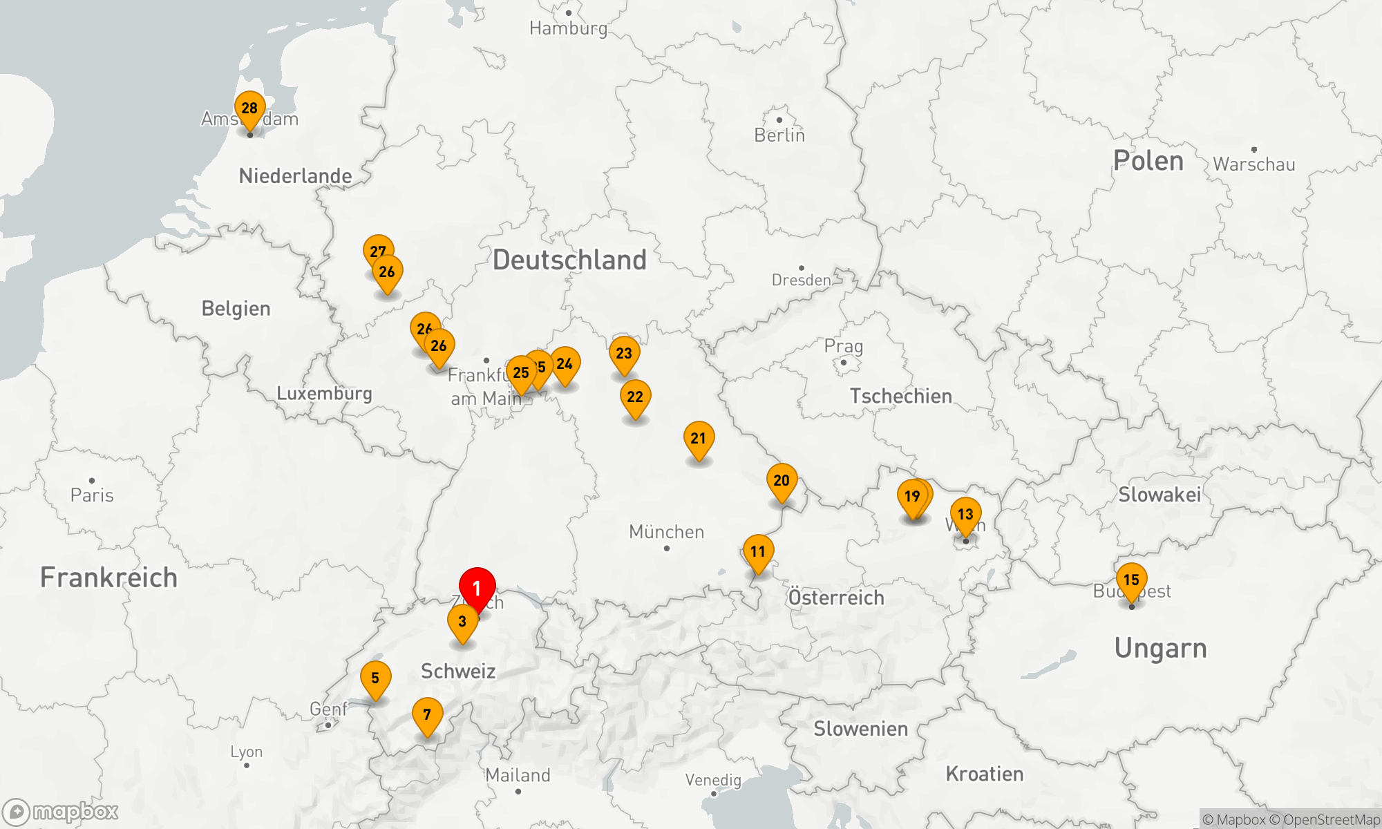 Route 28 Nächte - Juwelen Europas mit Wundern der Schweiz & Österreich