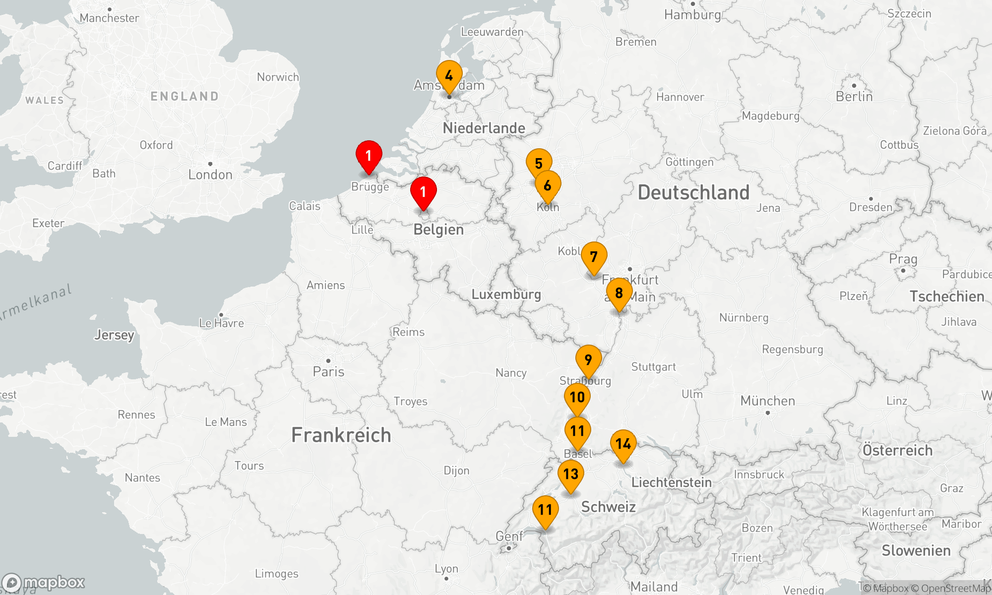 Route 14 Nächte - Rheinische Weihnachtsmärkte mit Brügge & Schweiz