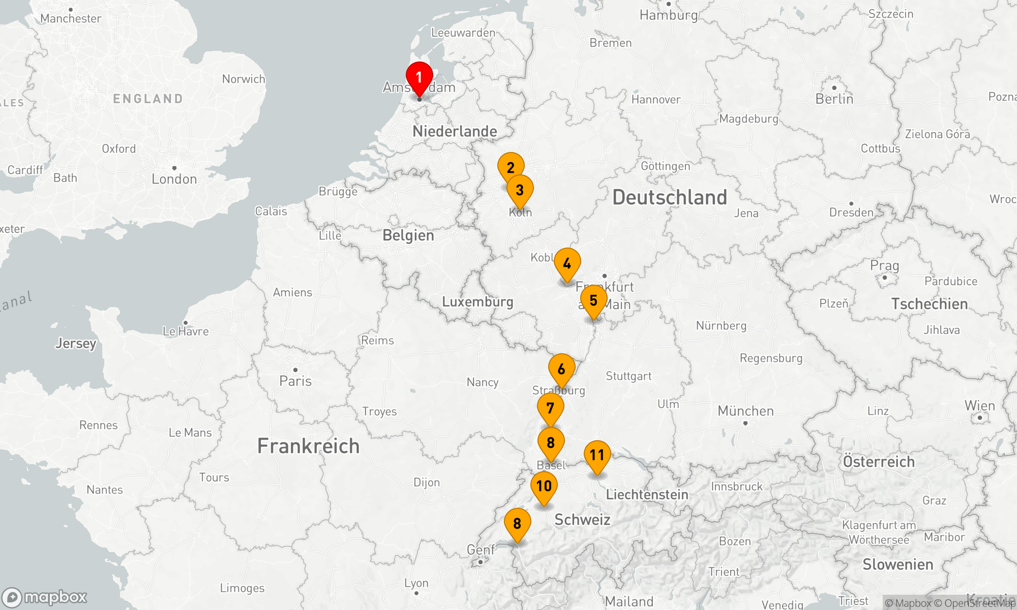 Route 11 Nächte - Rheinische Weihnachtsmärkte mit der Schweiz