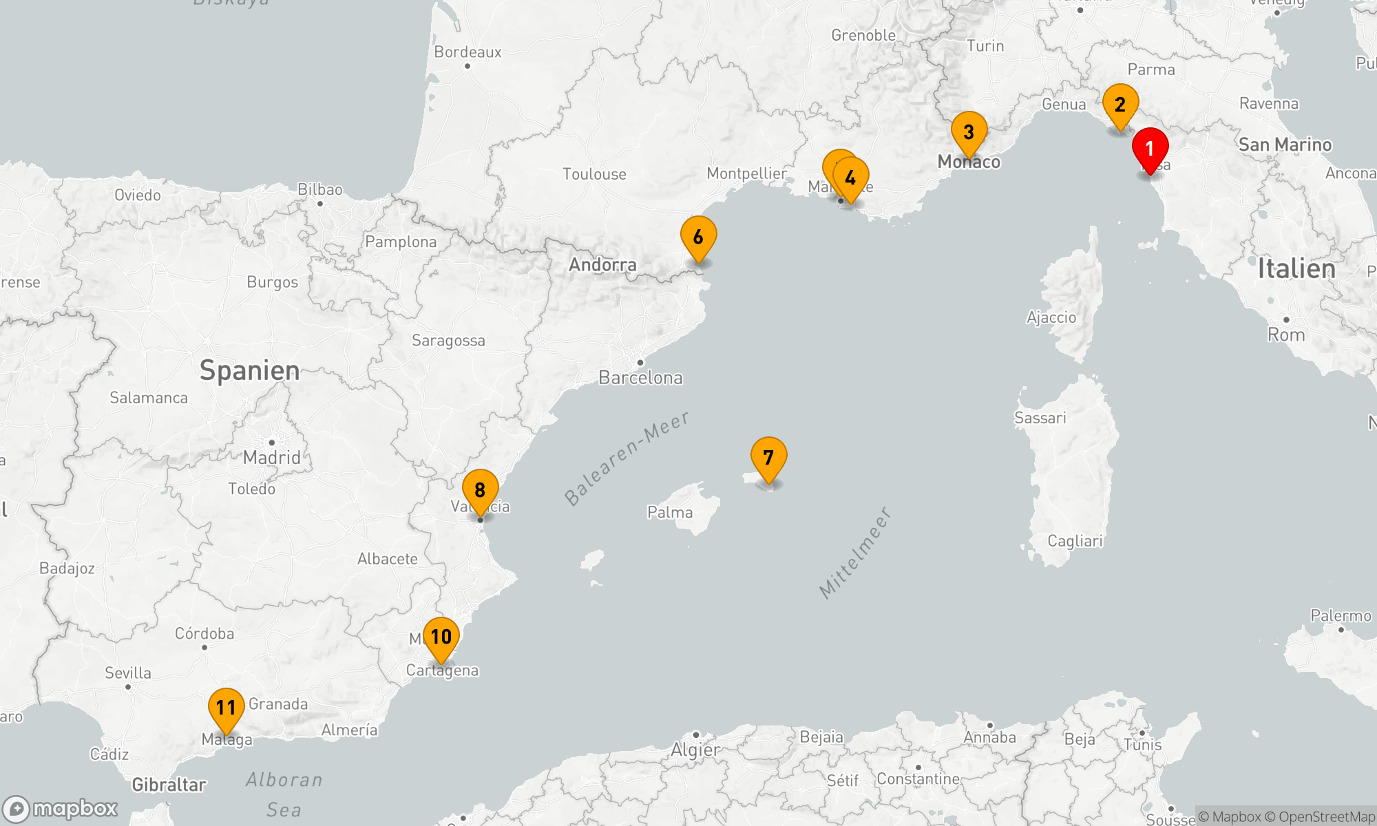 Route 10 Nächte - Schätze des westlichen Mittelmeers