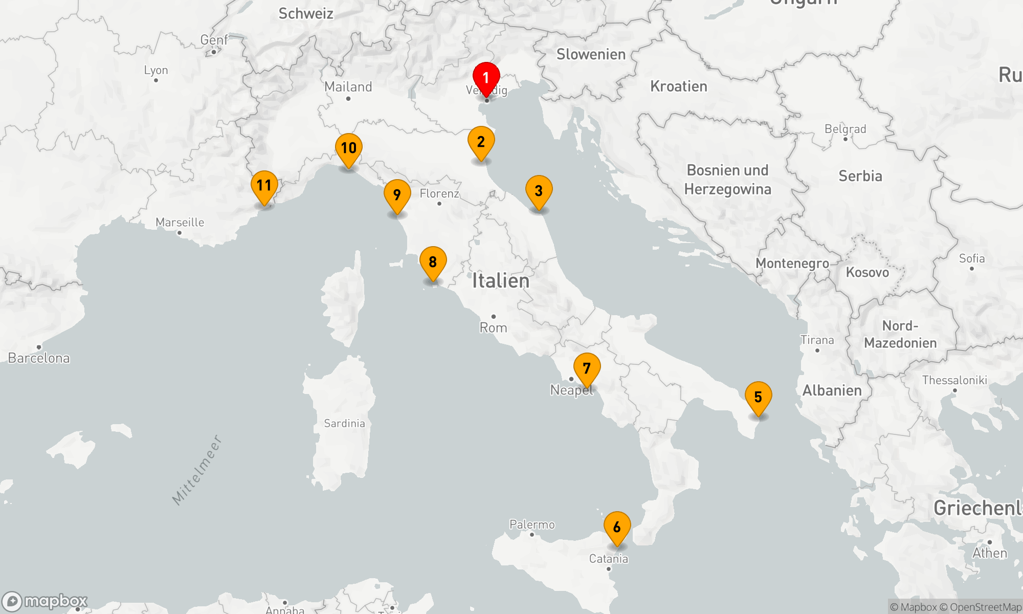 Route 10 Nächte - Juwelen der italienischen Küste