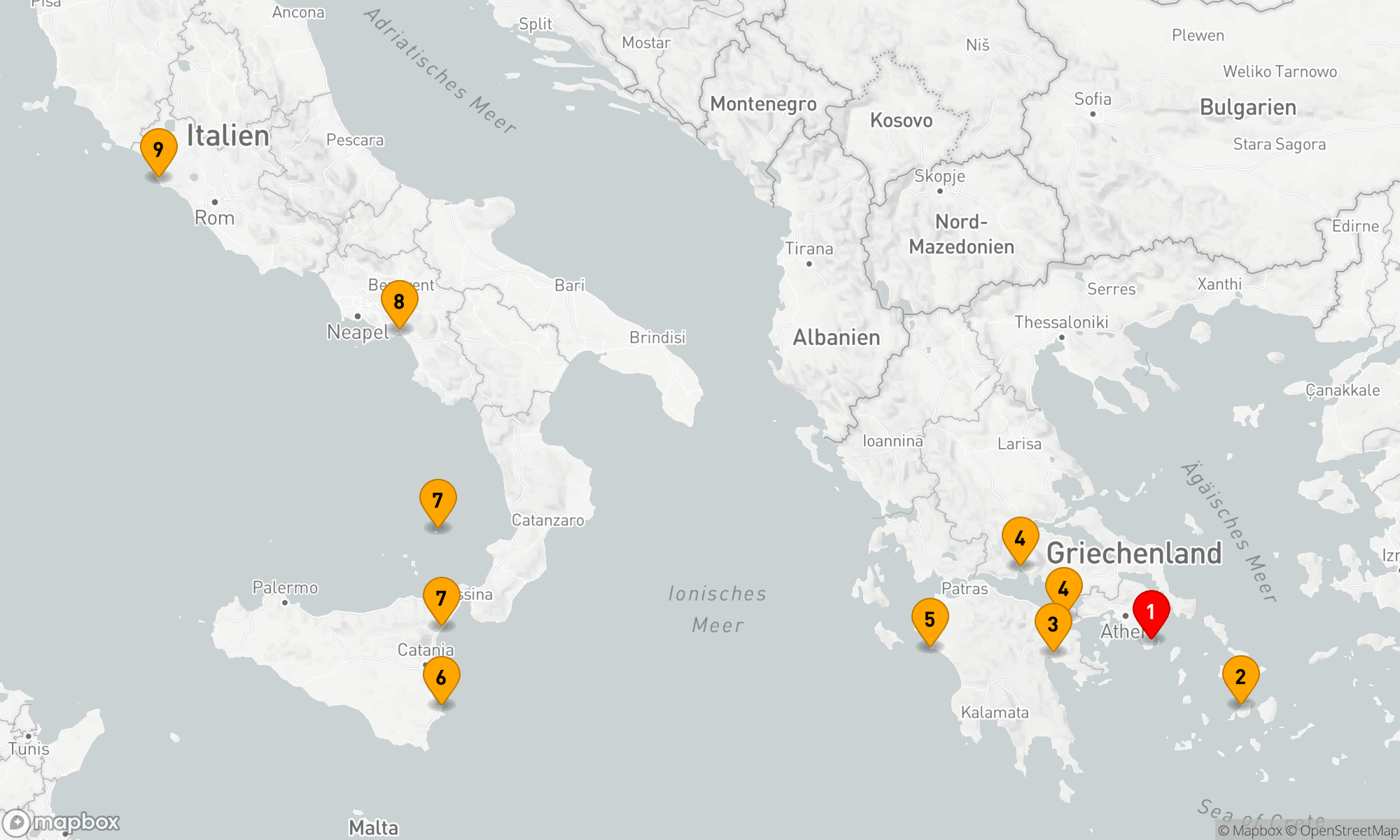 Route 8 Nächte - Musikalisch unterwegs von Griechenland bis Italien
