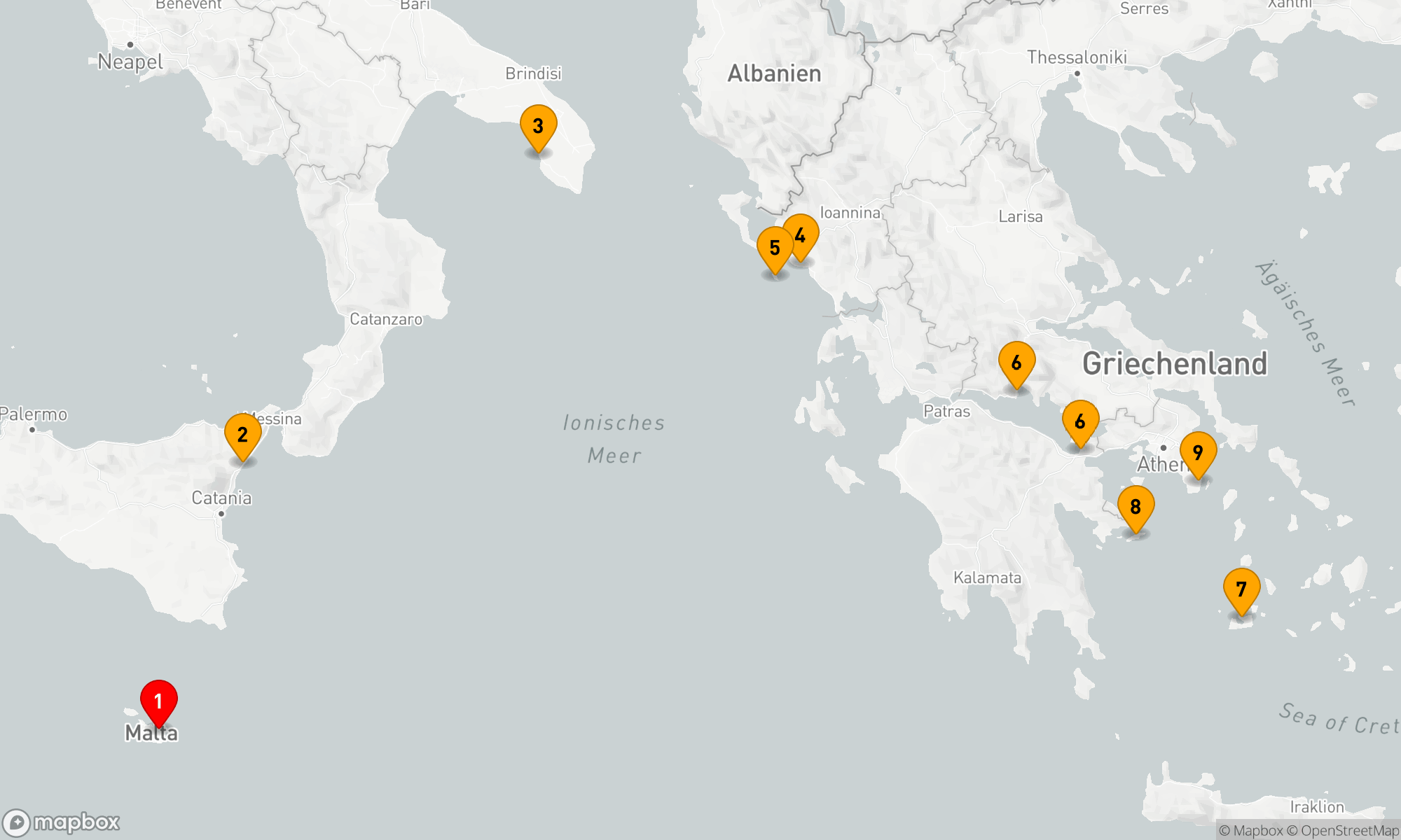 Route 8 Nächte - Inselwelt und antike Schätze des Mittelmeers