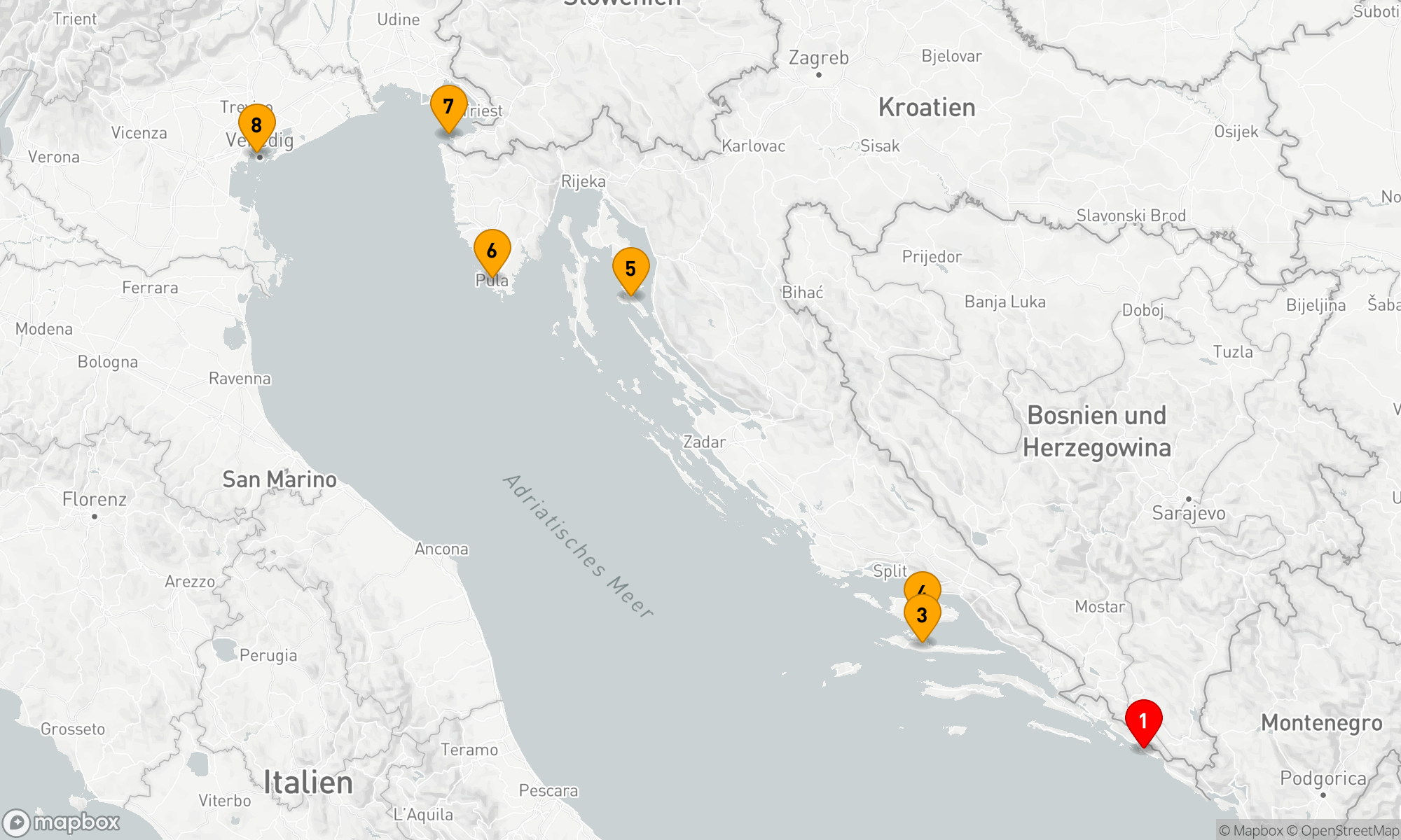 Route 7 Nächte - Städte und Pracht der Adria