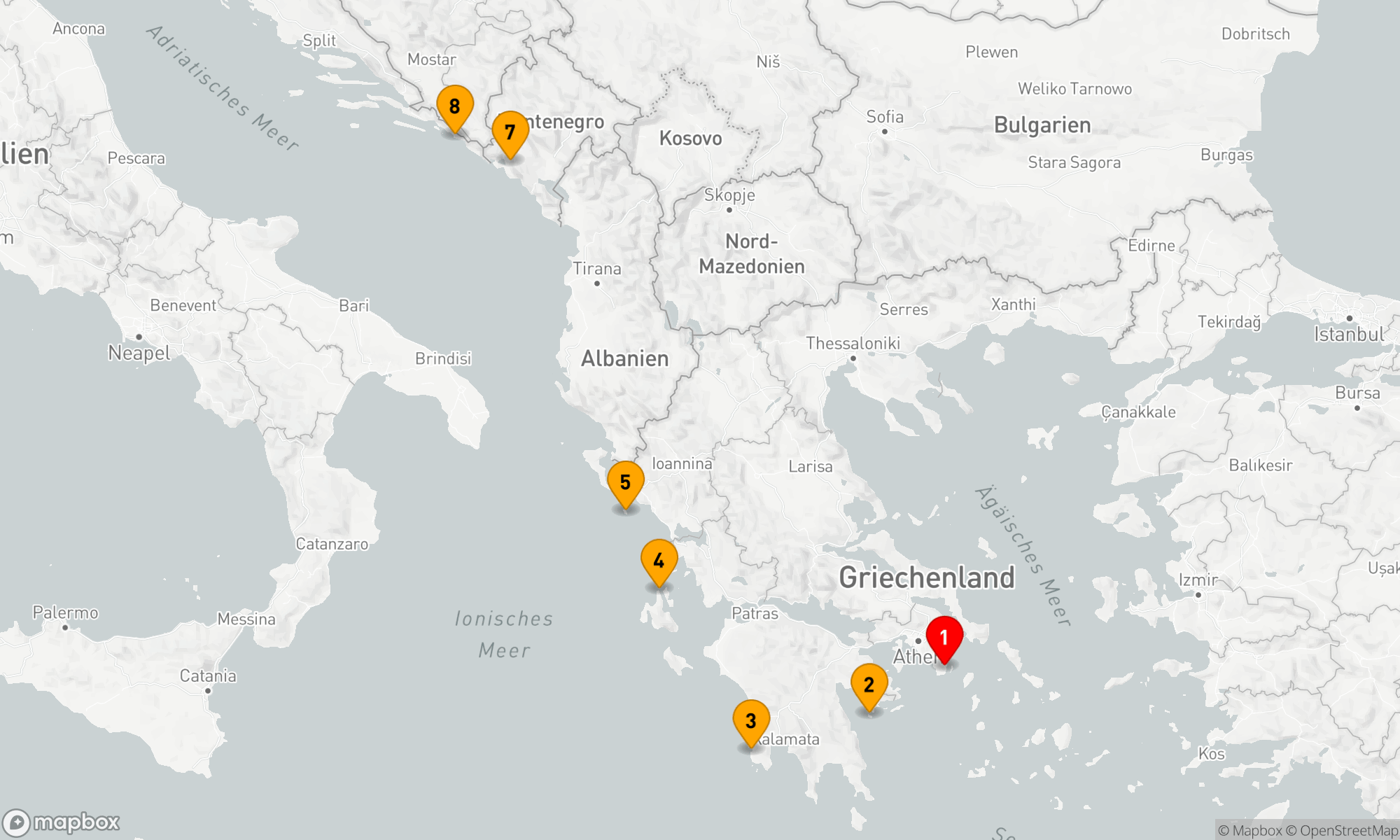Route 7 Nächte - Inselhopping mit der Le Ponant – von Athen nach Dubrovnik