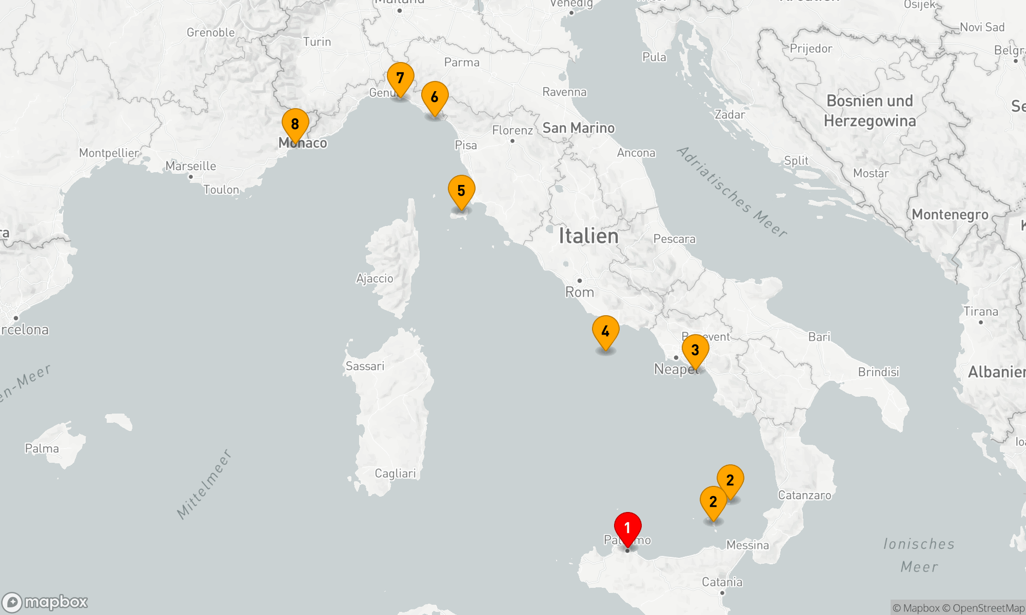 Route 7 Nächte - Von Sizilien bis nach Ligurien – unter den Segeln der Le Ponant