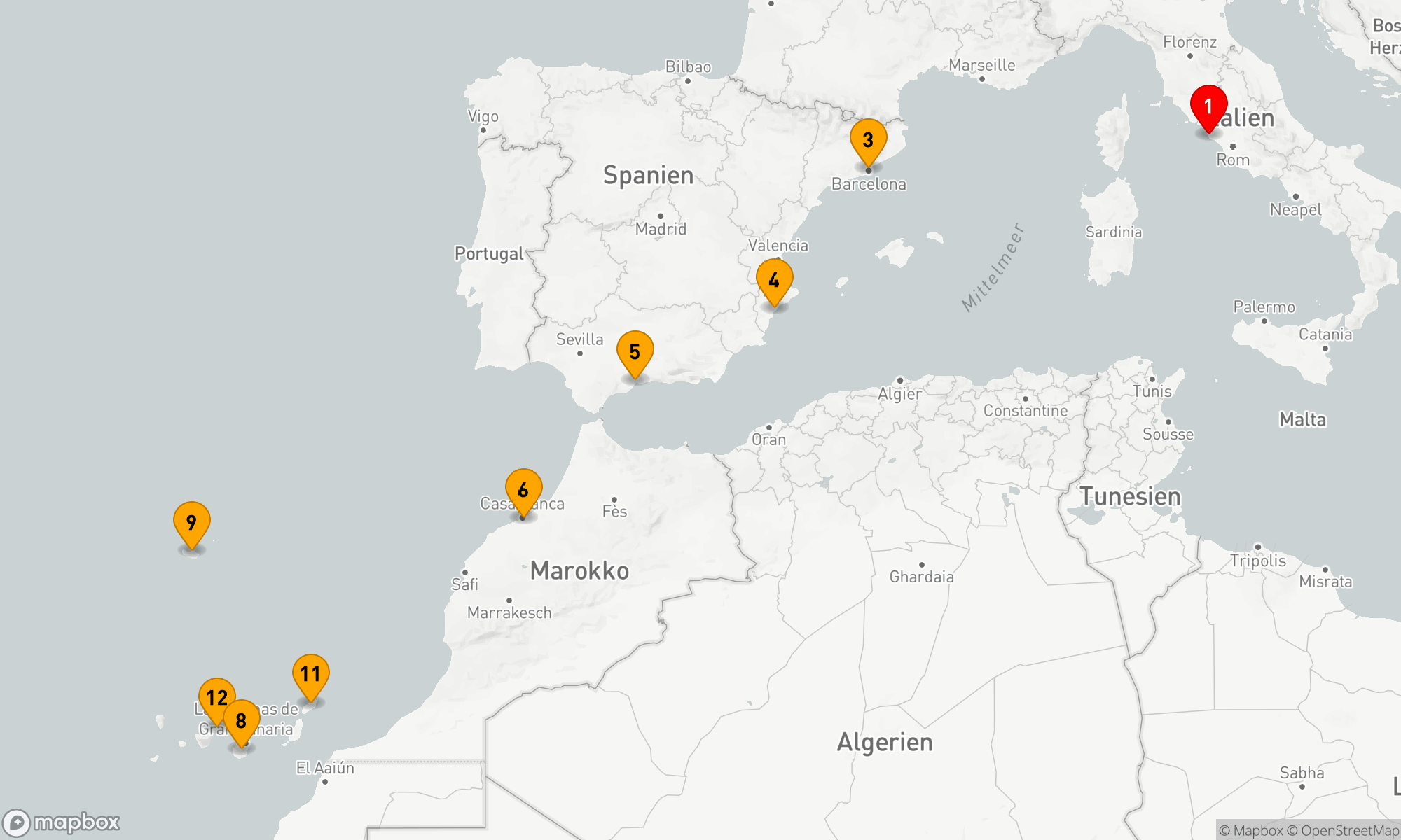 Route 11 Nächte - Mediterrane Entdeckungsreise bis zu den Kanaren