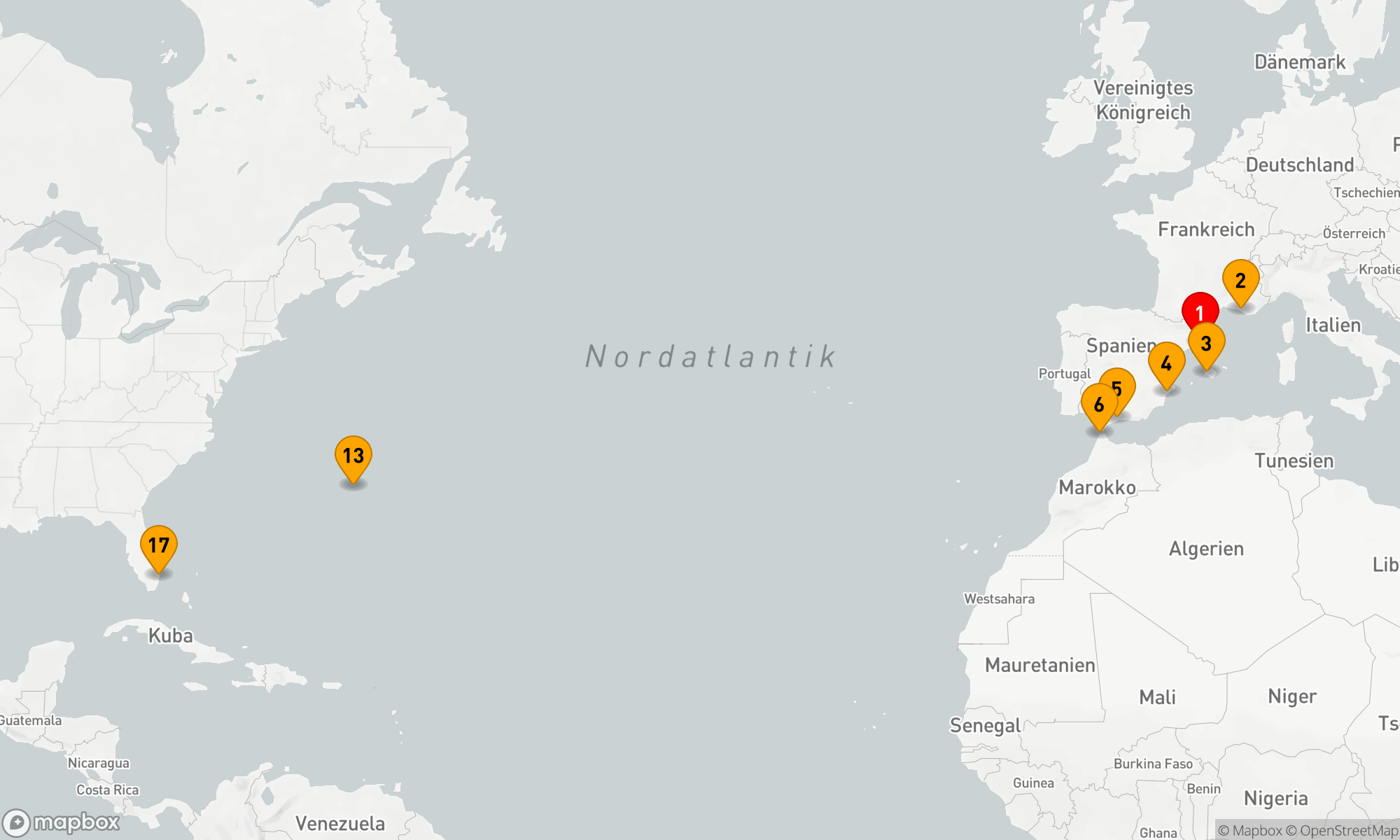 Route 16 Nächte - SPANIEN & BERMUDA TRANSATLANTIK