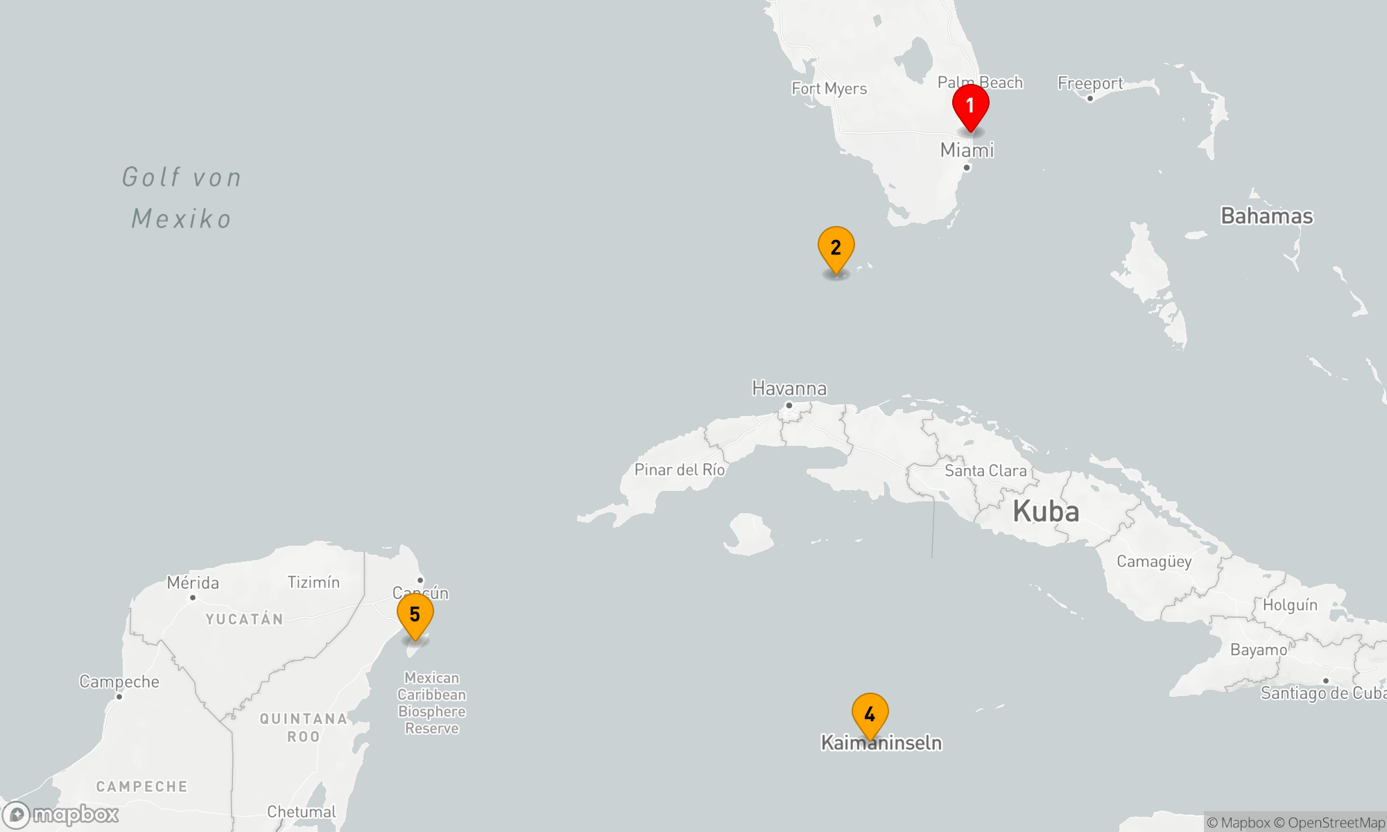 Route 6 Nächte - KEY WEST,  MEXIKO & CAYMAN