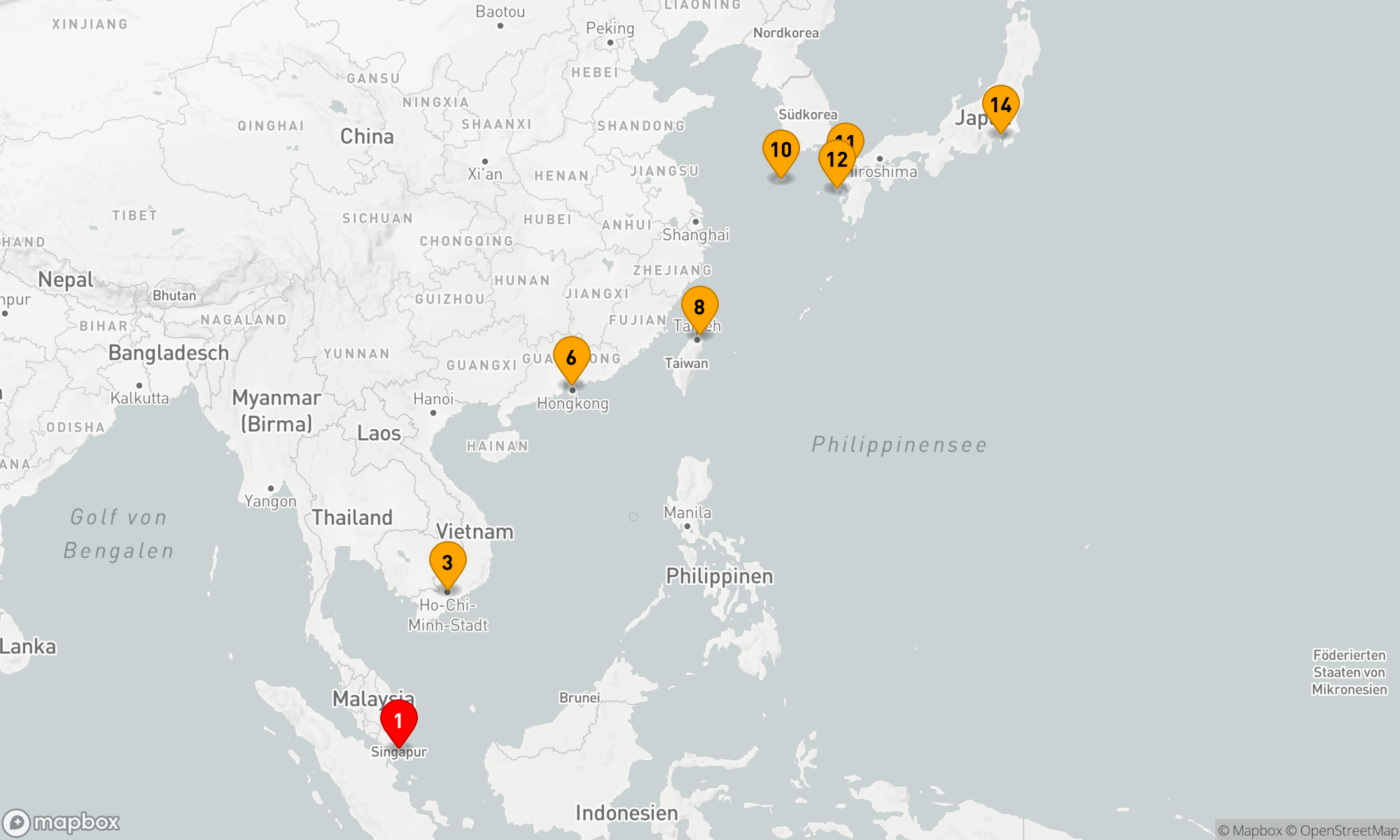 Route 13 Nächte - KREUZFAHRT VON SINGAPUR NACH TOKIO