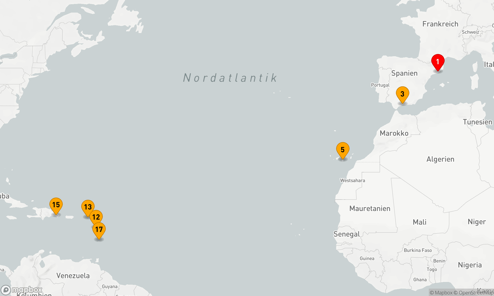 Route 17 Nächte - Kreuzfahrtzauber von Europa bis zur Karibik