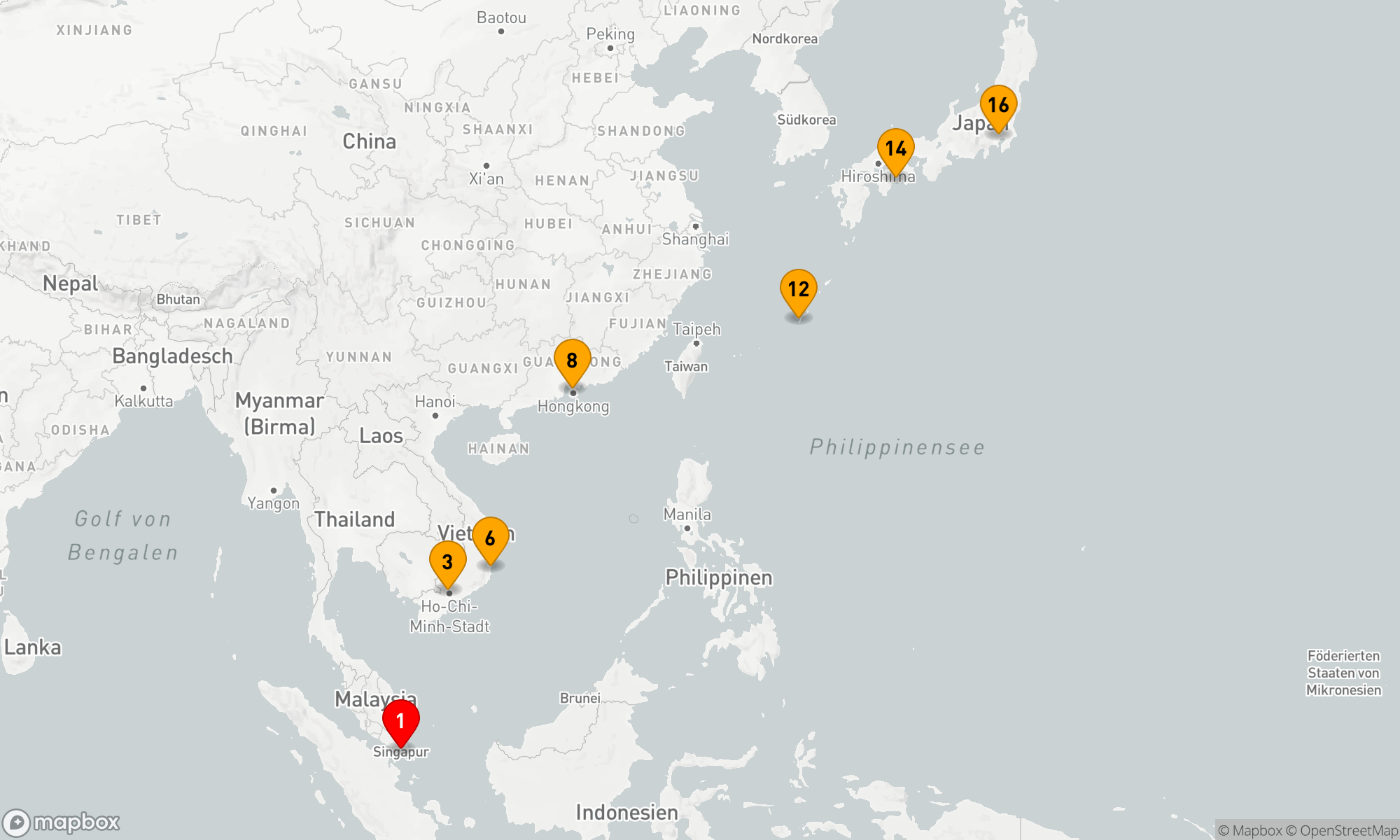 Route 15 Nächte - Fernöstliche Eleganz: Von den Gärten Singapurs zu den Lichtern Tokyos