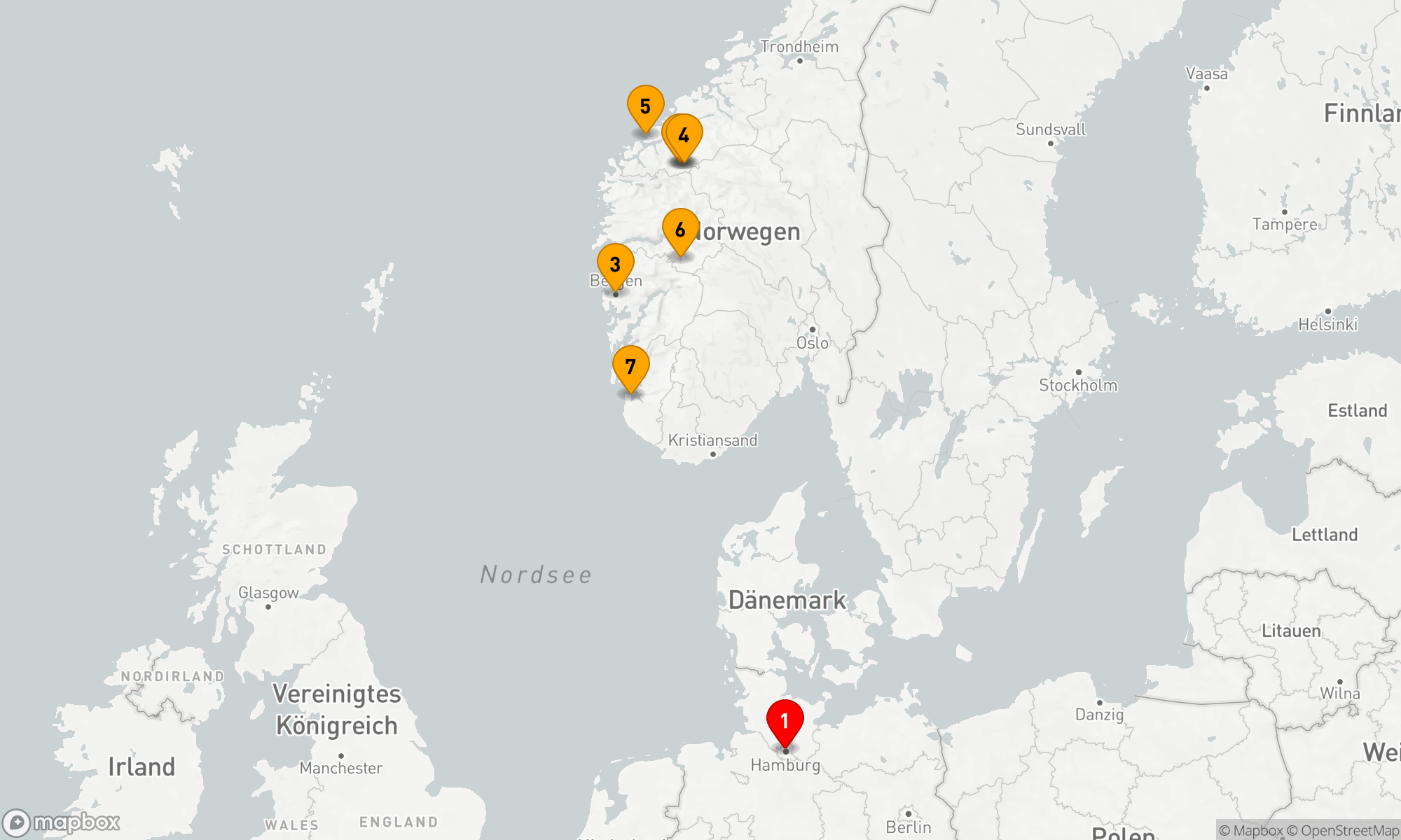 Route 8 Nächte - Nordische Fjordzauberreise ab Hamburg