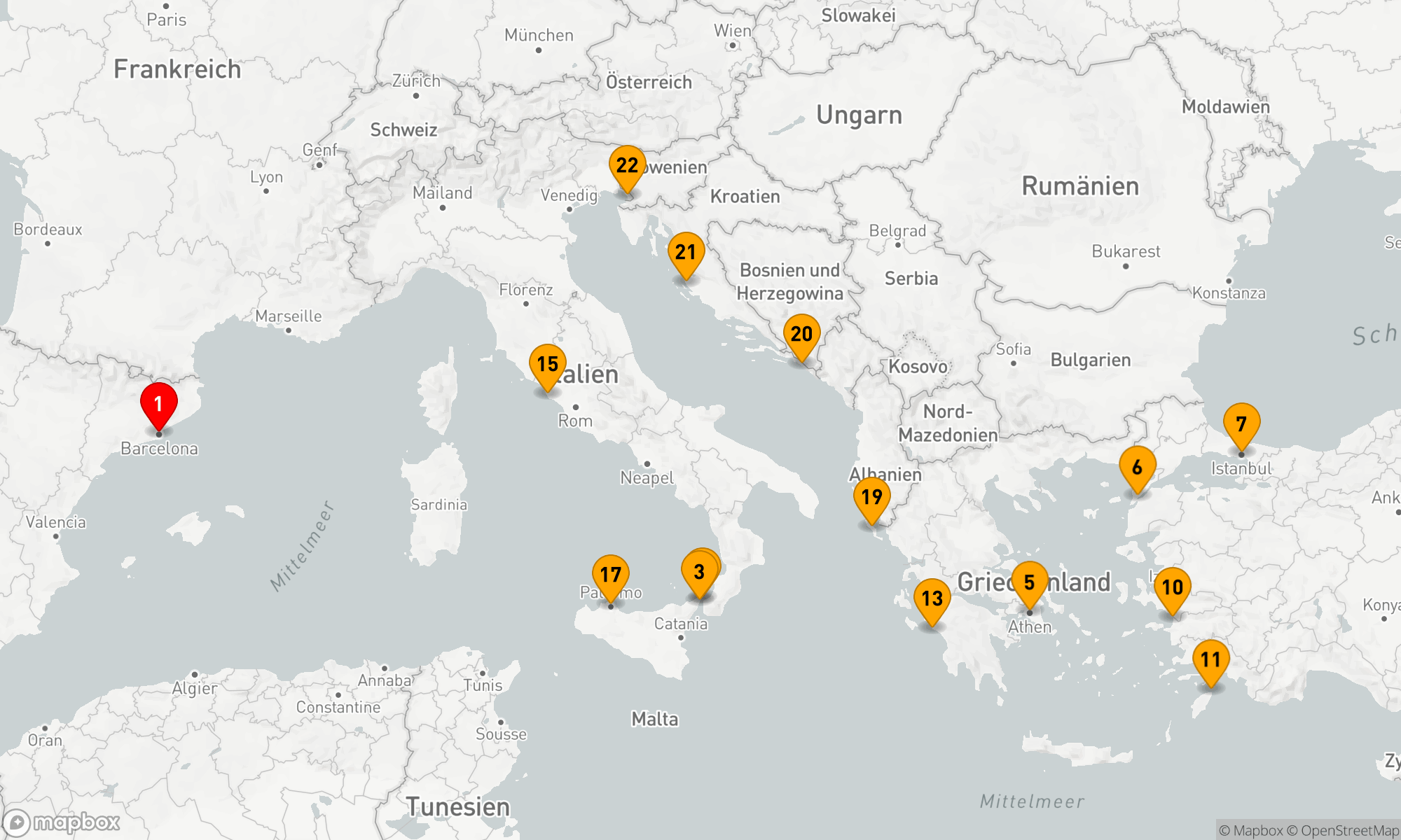 Route 21 Nächte - Westliches und östliches Mittelmeer (Q721C)