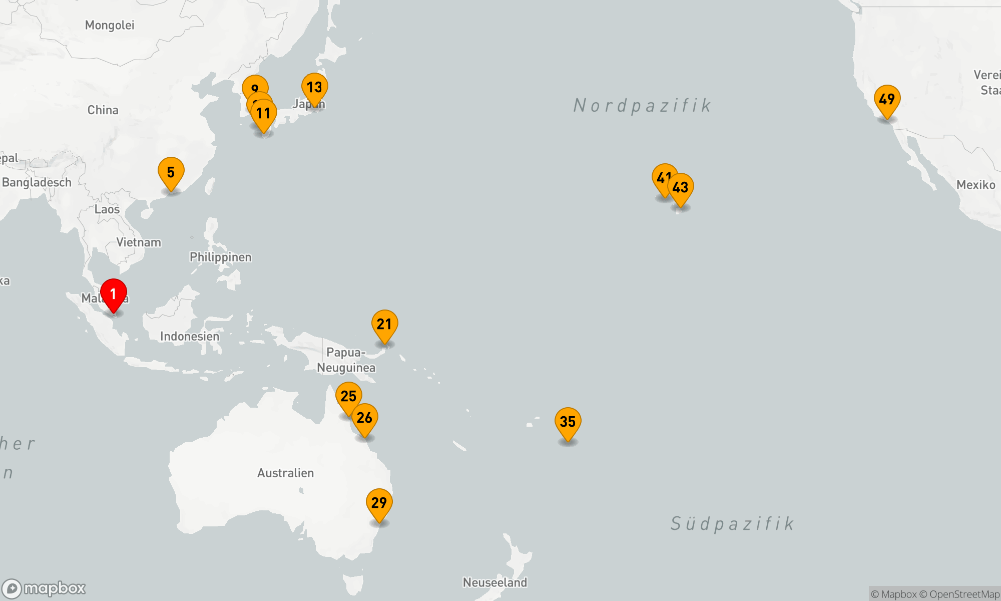 Route 49 Nächte - Asien - Australien - USA (Q804F)