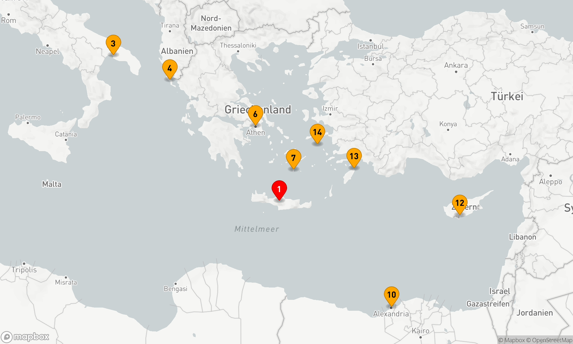 Route 14 Nächte - Vielfalt des östlichen Mittelmeers
