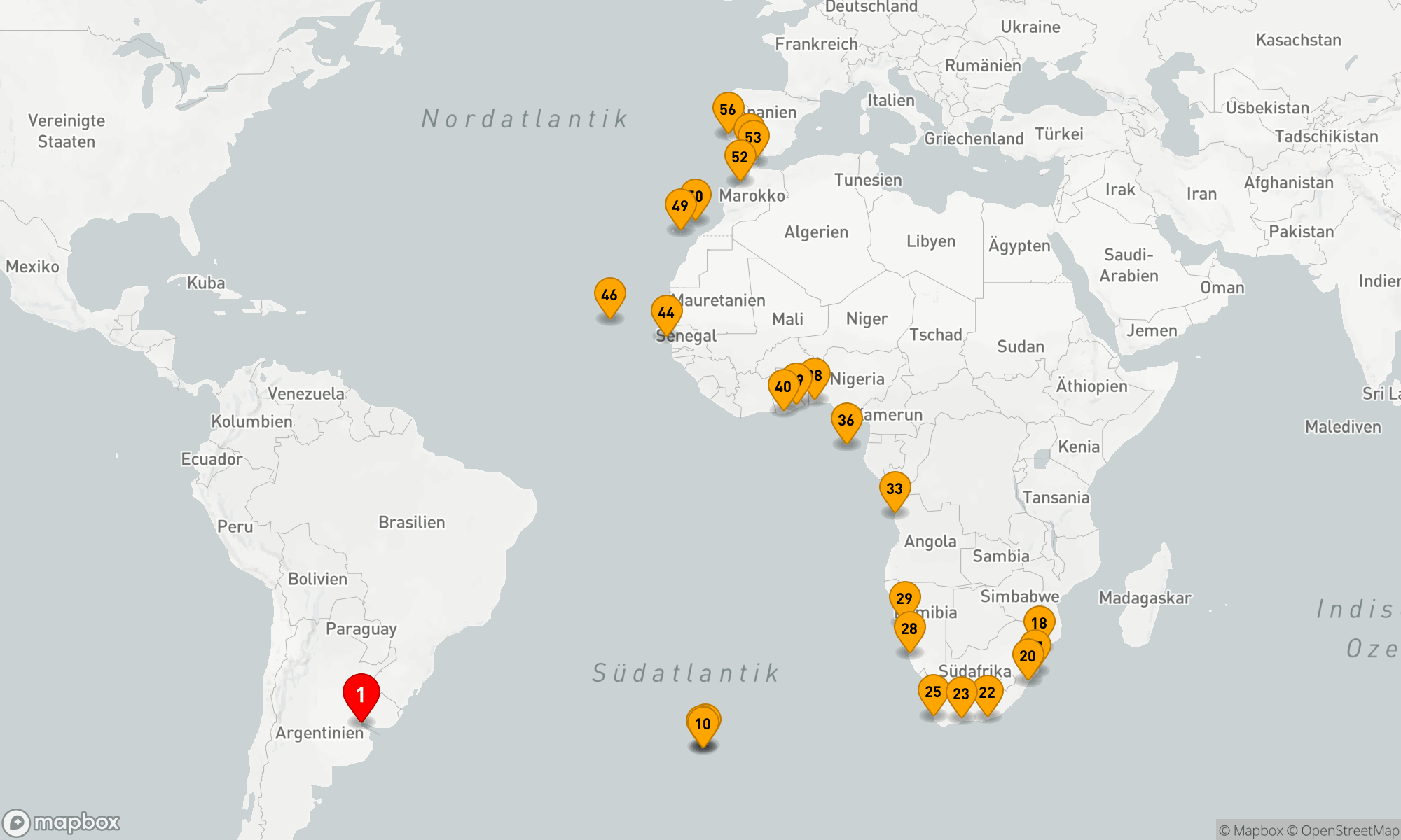 Route 55 Nächte - SÜDATLANTIK,  WESTKÜSTE AFRIKAS & SPANIEN