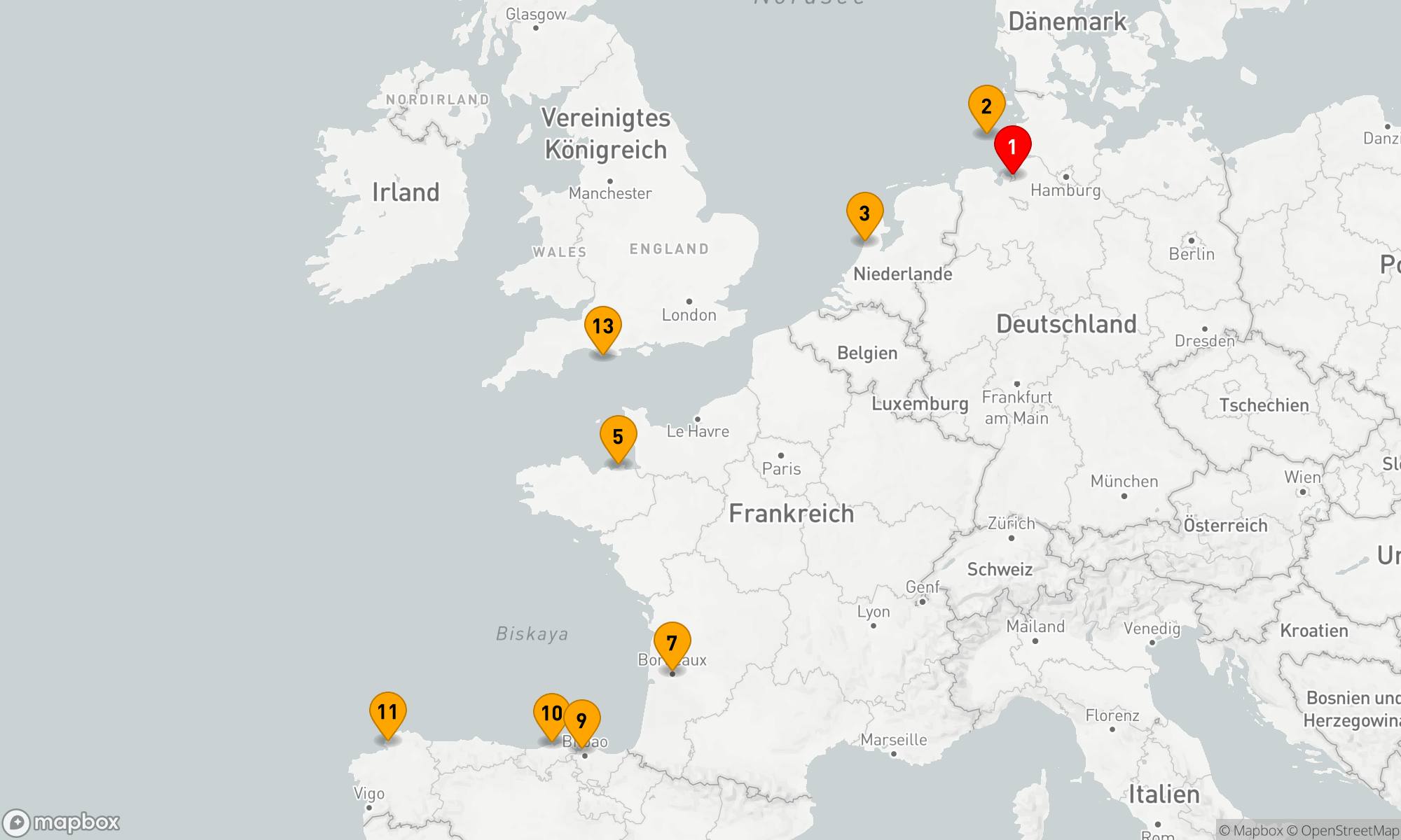 Route 14 Nächte - An Pfingsten zur Atlantikküste
