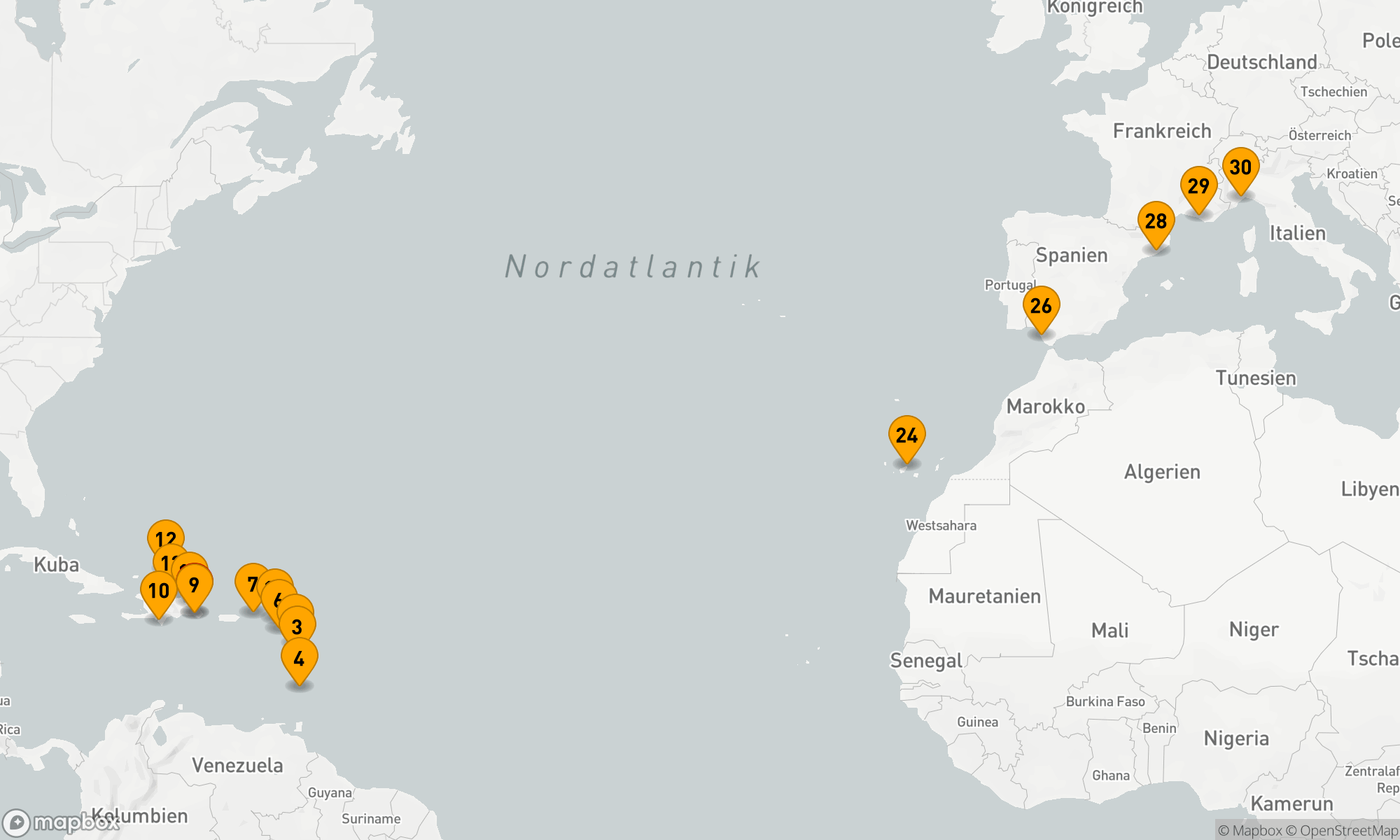 Route 29 Nächte - Von der Karibik zum Mittelmeer: Inselträume und Kulturküsten