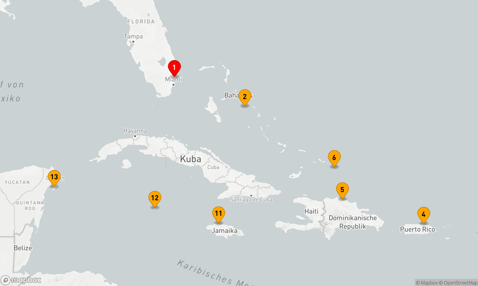 Route 14 Nächte - Abenteurer der östlichen/westlichen Karibik