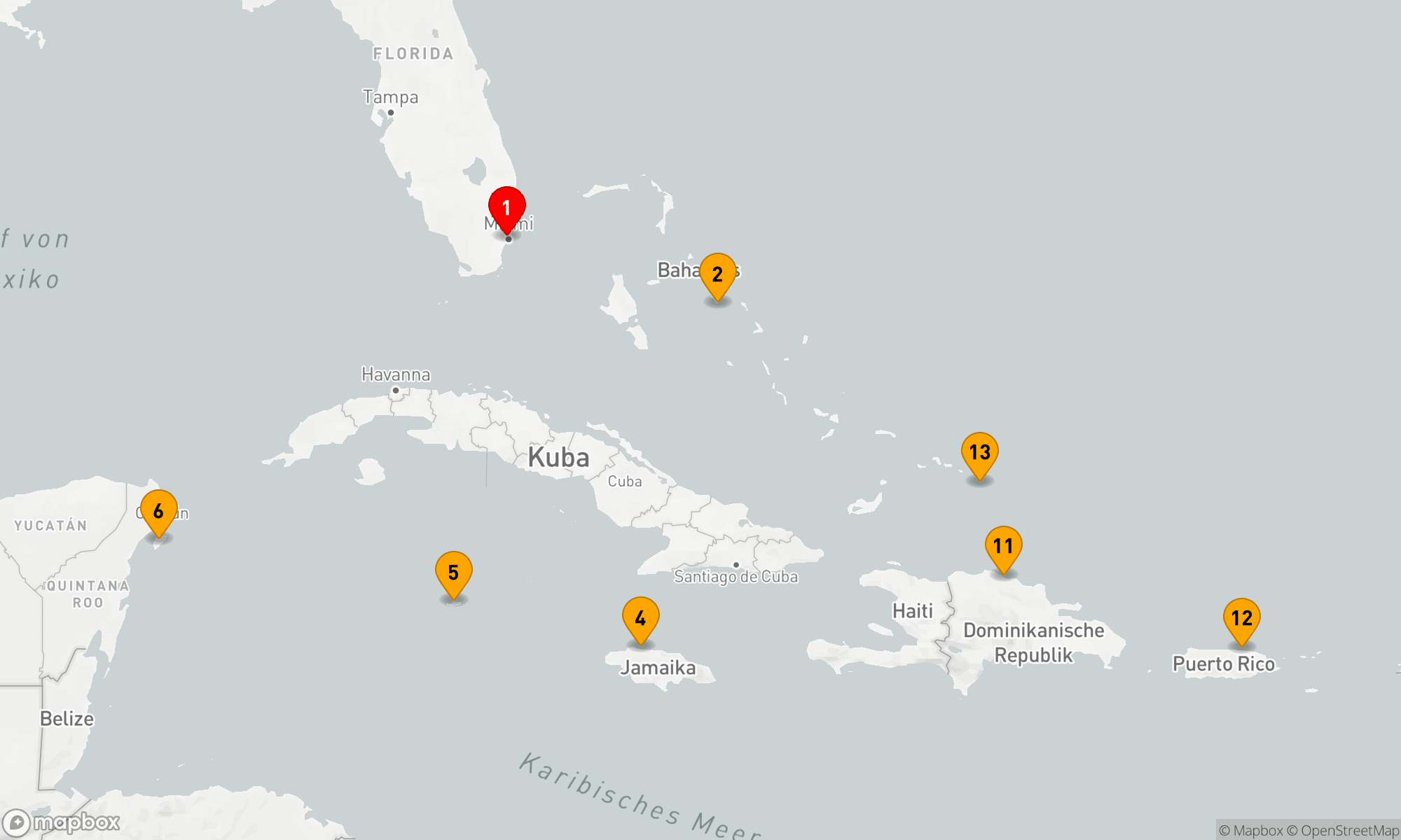 Route 14 Nächte - Abenteurer der östlichen/westlichen Karibik