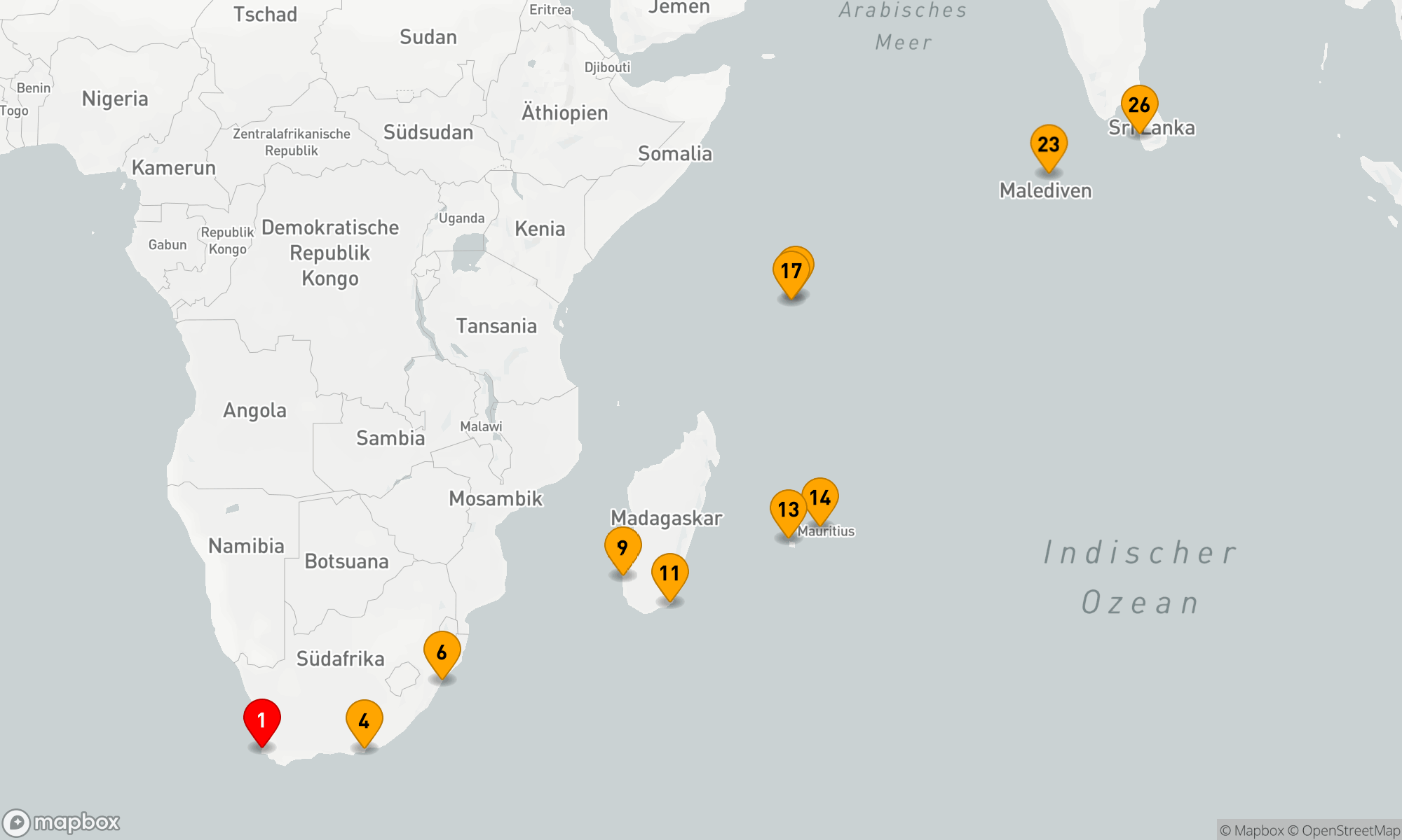 Route 26 Nächte - Vom Tafelberg zu den Teebergen