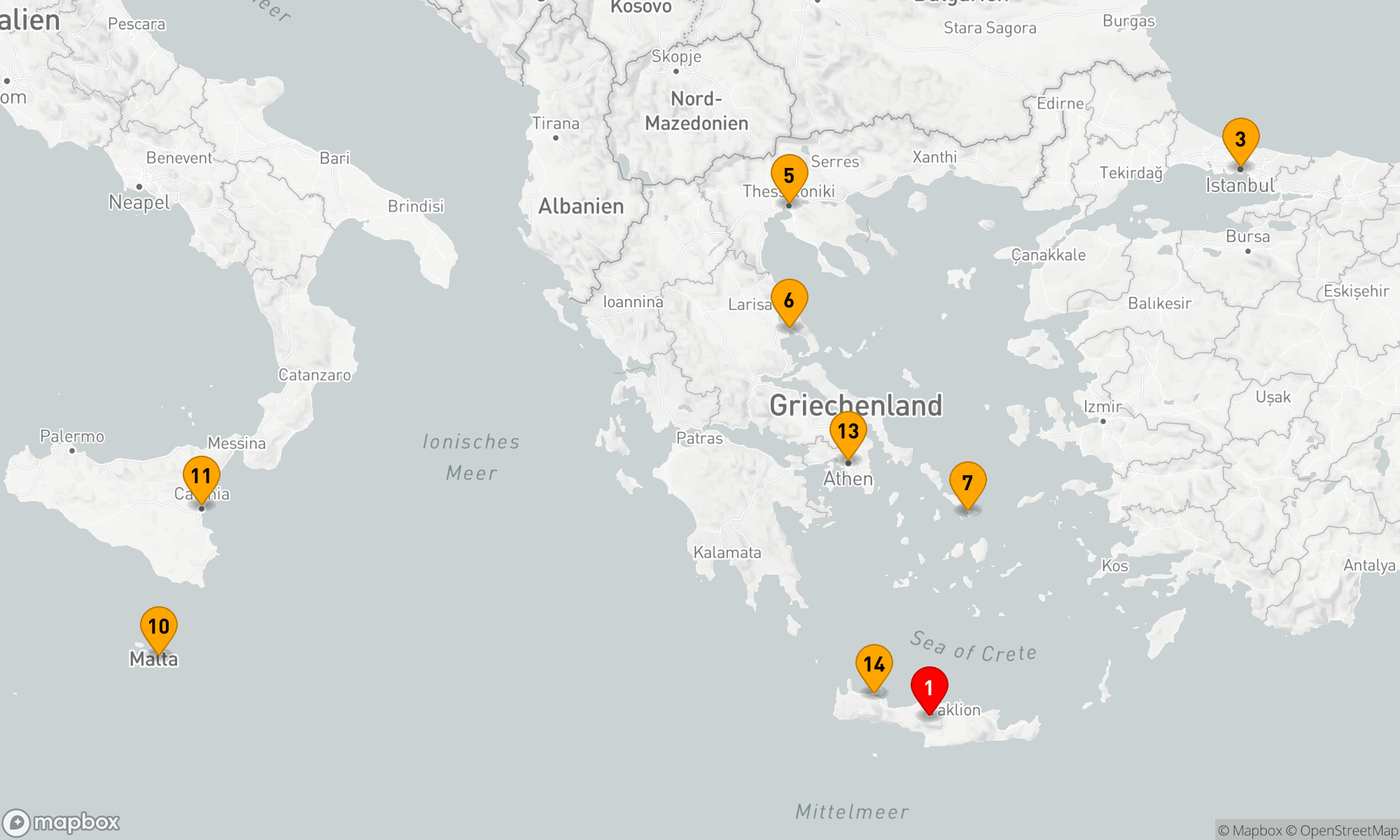 Route 14 Nächte - Vielfalt des östlichen Mittelmeers