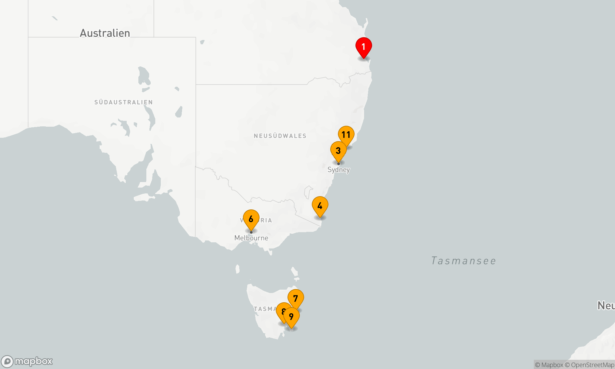 Route 12 Nächte - Tasmanien