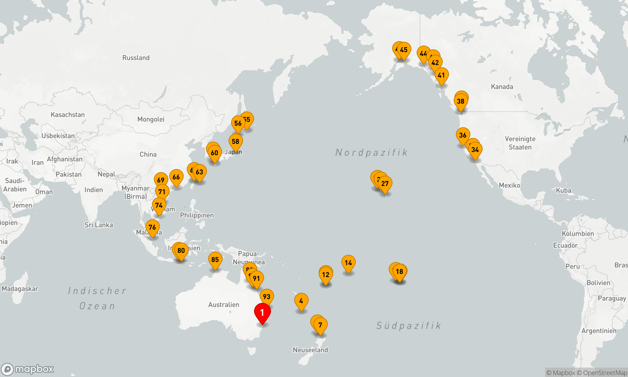 Route 94 Nächte - Circle Pacific - Hin- und Rückfahrt Sydney