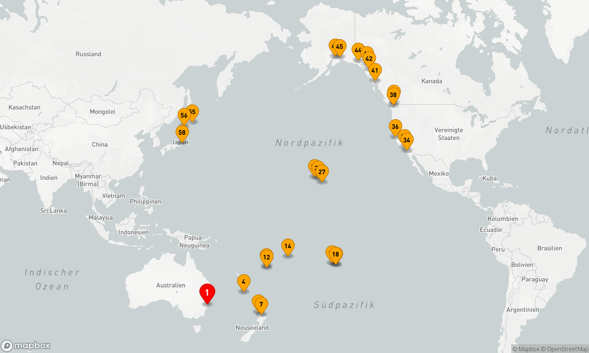 Route 57 Nächte - Circle Pacific Liner - Sydney nach Tokio