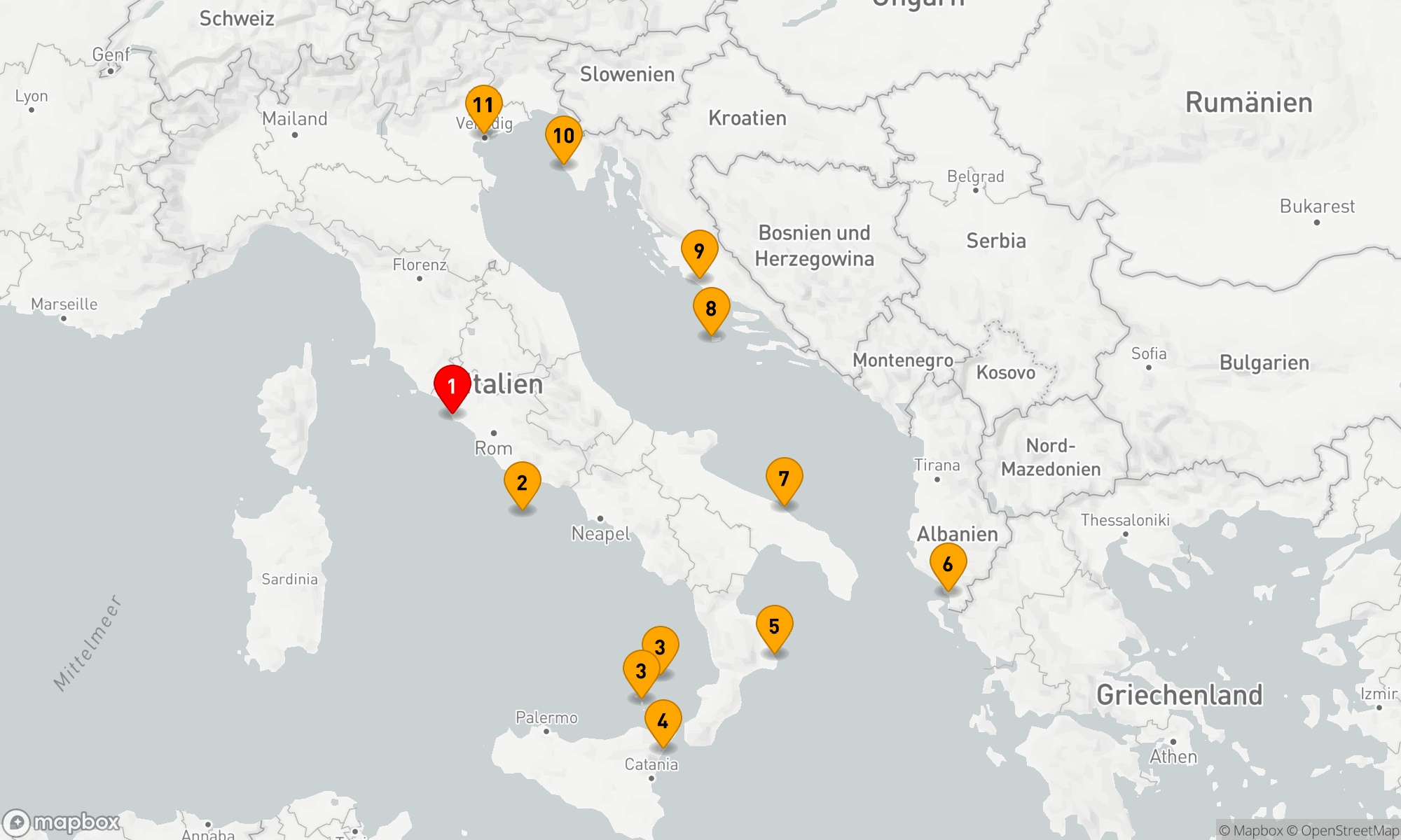 Route 10 Nächte - Italien,  Albanien und Kroatien