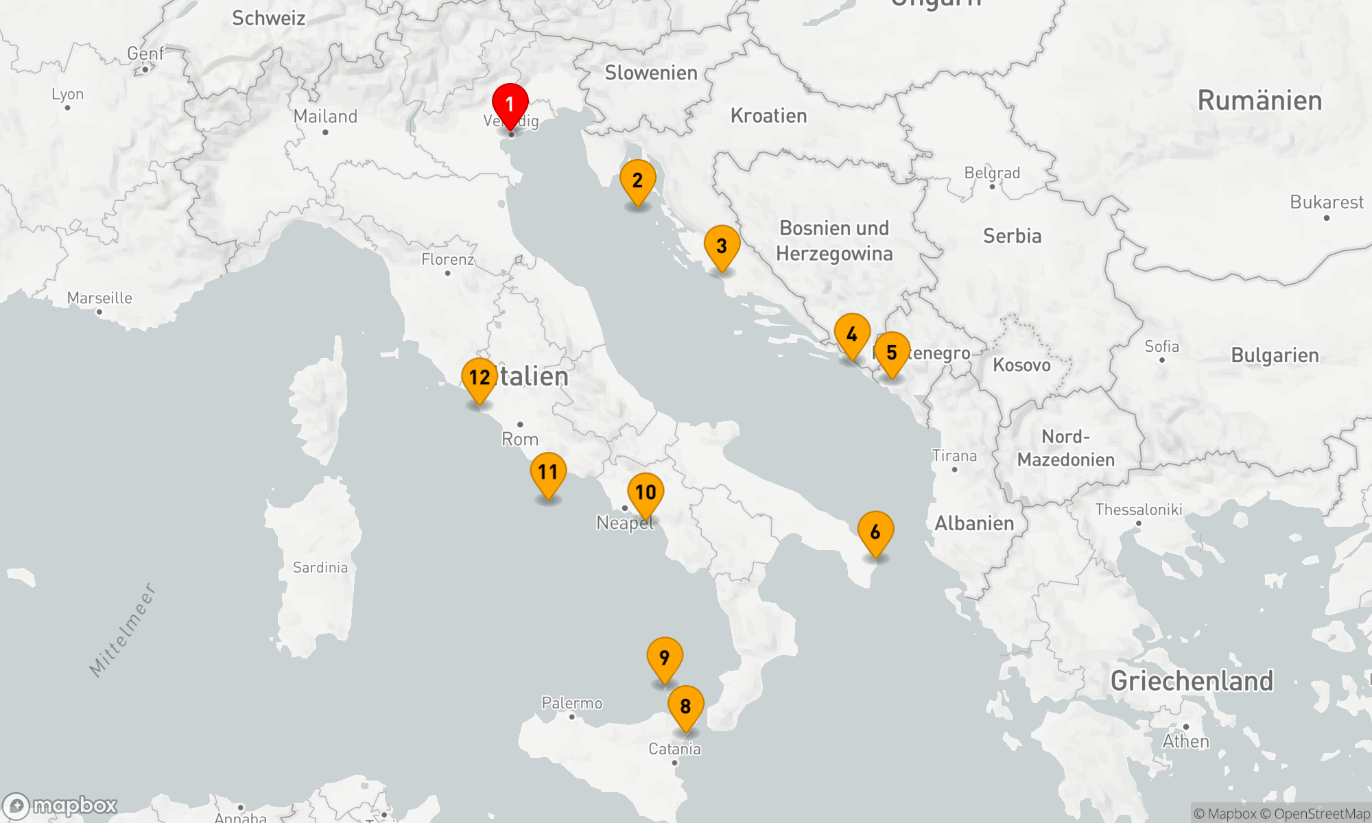 Route 11 Nächte - Italien,  Montenegro und Kroatien