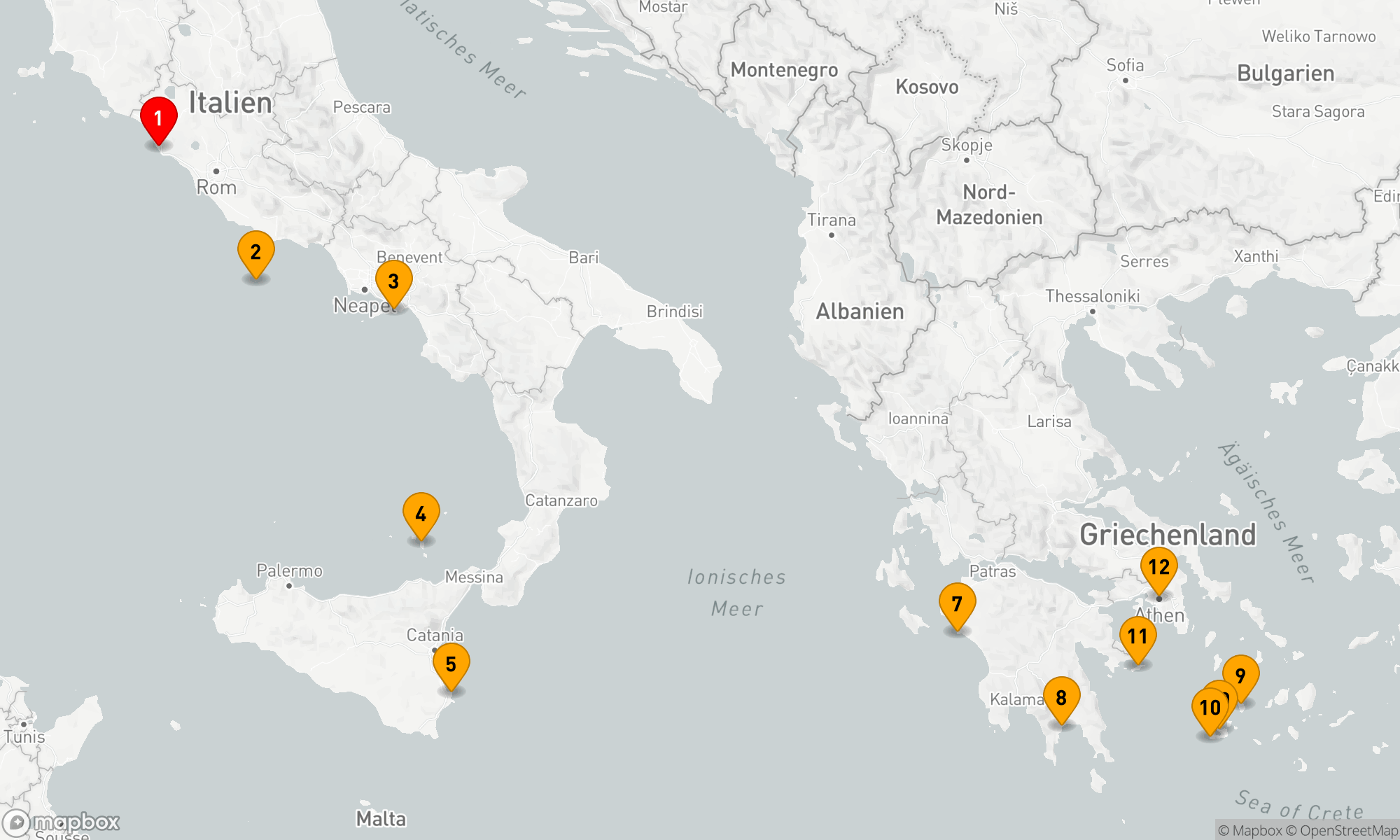 Route 11 Nächte - Rom nach Athen