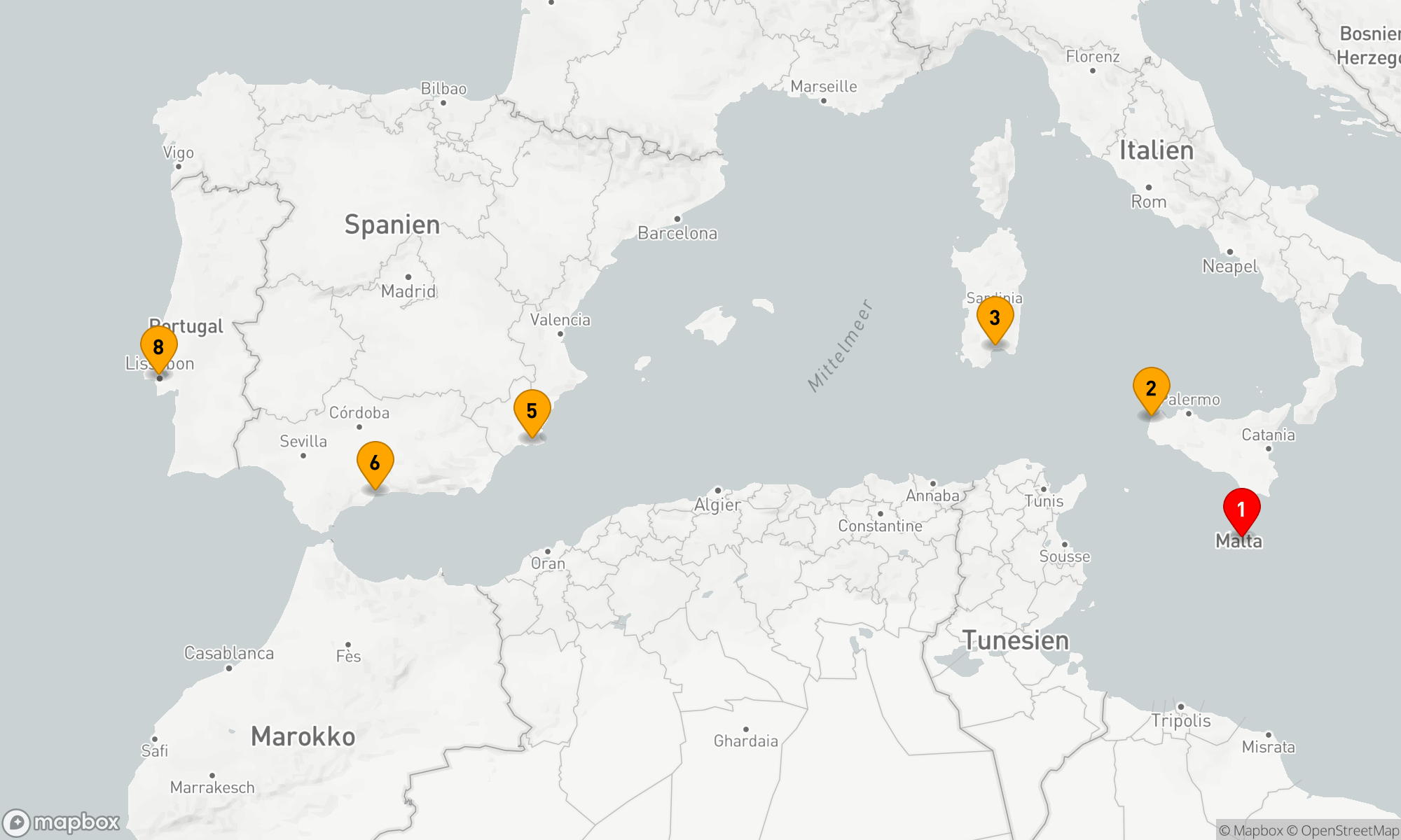 Route 7 Nächte - Mediterranes Mosaik: Von Malta nach Portugal