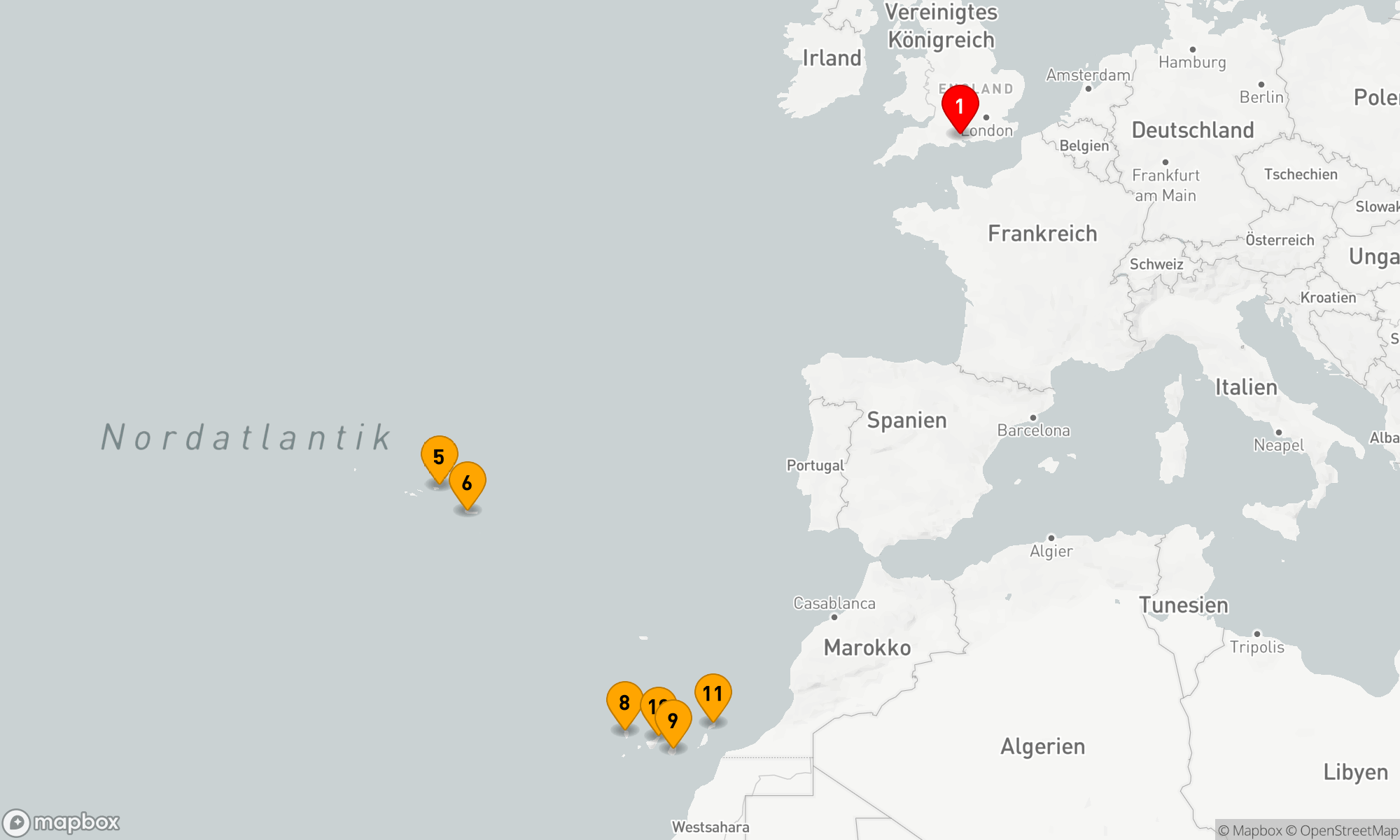 Route 14 Nächte - Azoren- Kanarische Inseln (Q709Q)