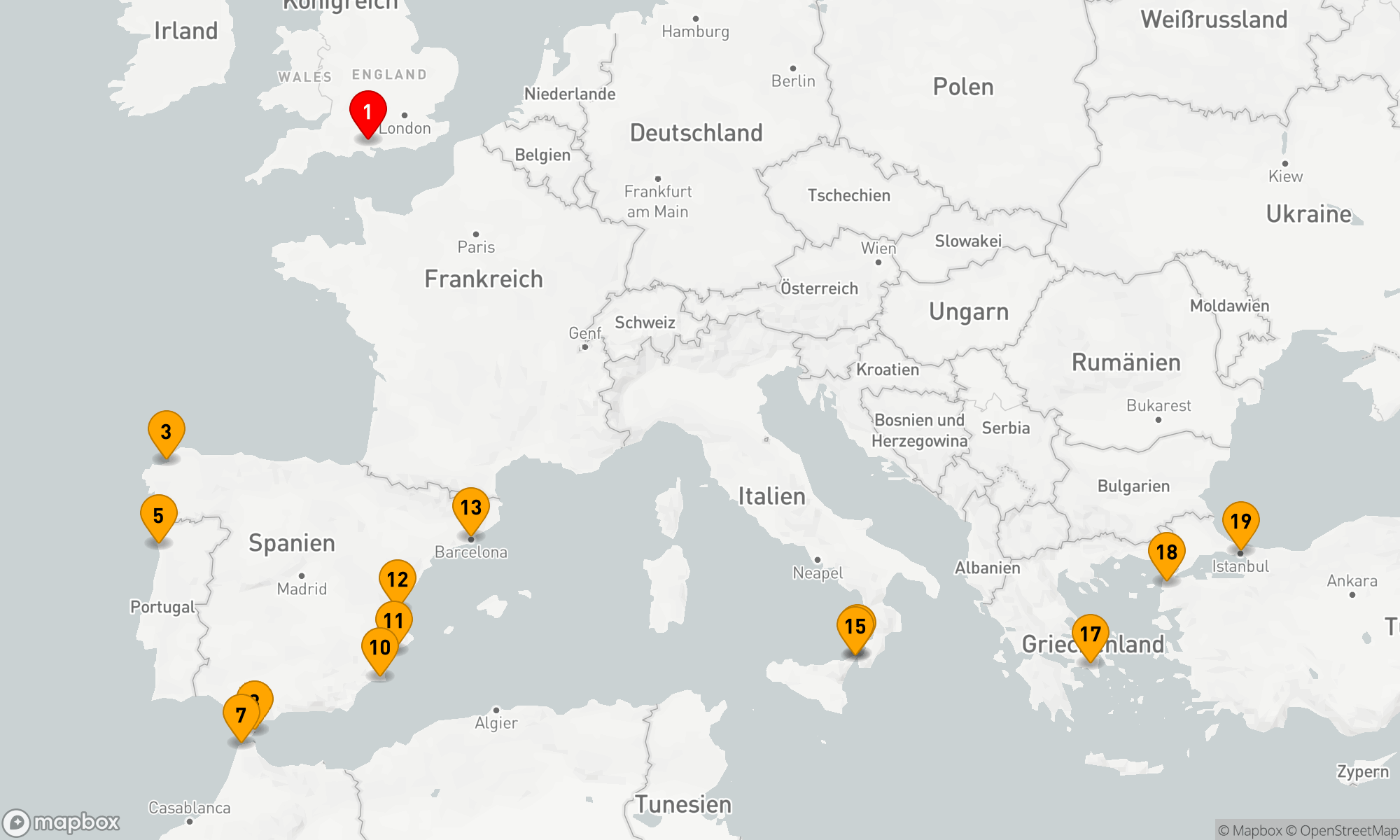 Route 19 Nächte - Westliches und östliches Mittelmeer (Q710A)