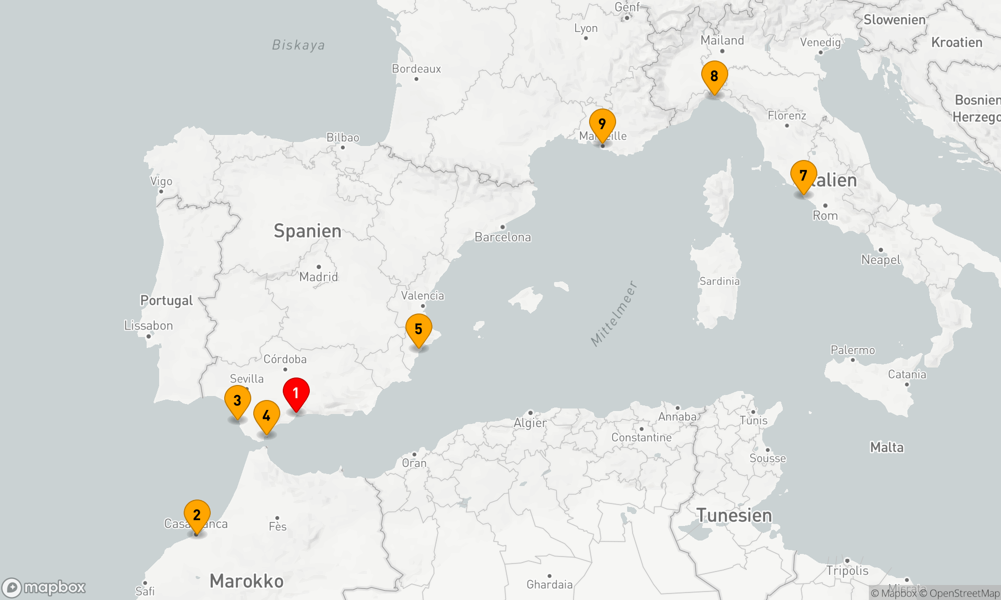 Route 10 Nächte - Mediterrane Entdeckungen: Von Andalusien zum Orient und zurück