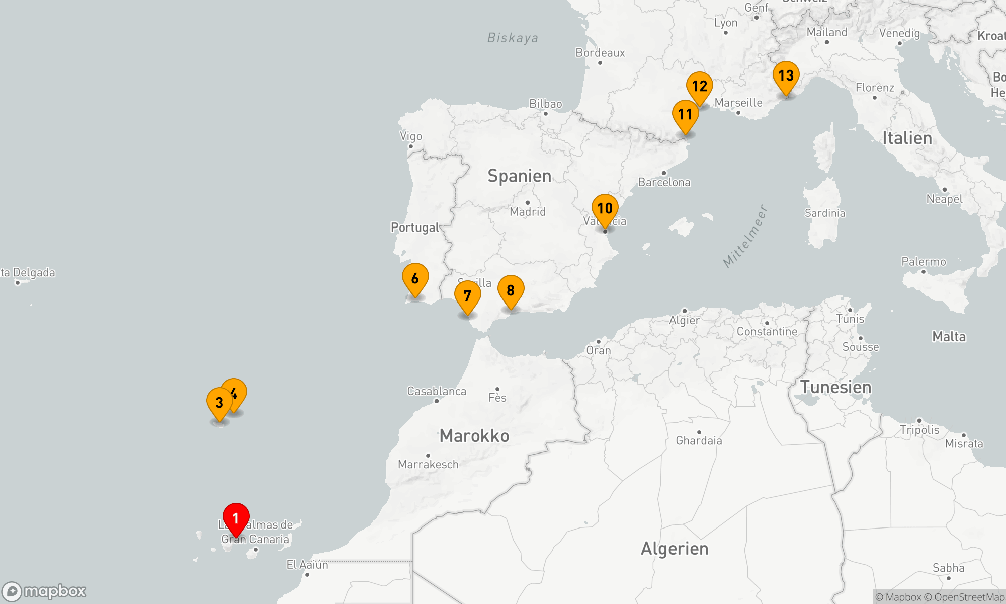 Route 13 Nächte - Die Perlen des westlichen Mittelmeers (EUR2811)