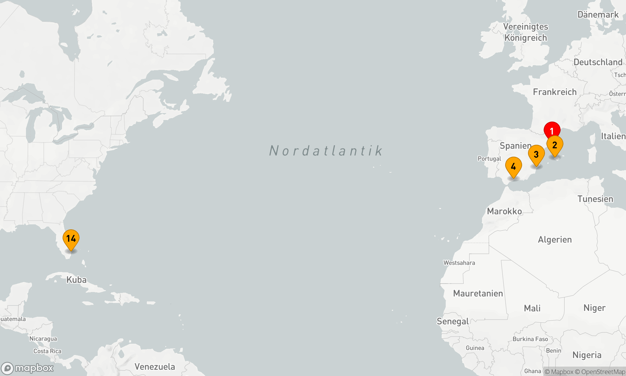 Route 13 Nächte - SPANISCHE TRANSATLANTISCHE KREUZFAHRT